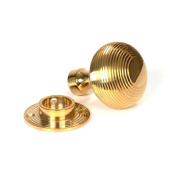 Polished Brass Heavy Beehive Mortice/Rim Knob Set | From The Anvil-Mortice Knobs-Yester Home