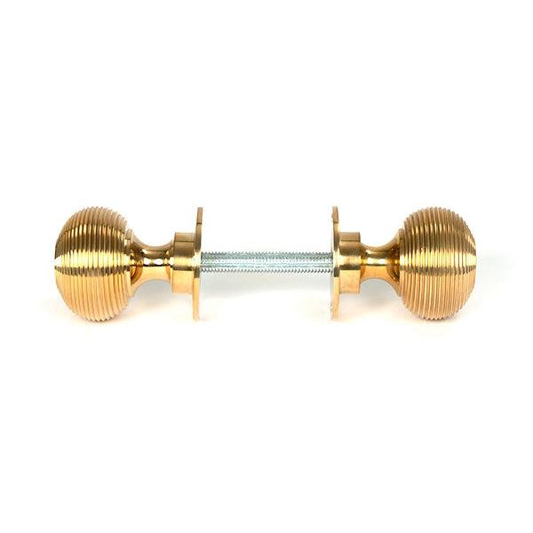 Polished Brass Heavy Beehive Mortice/Rim Knob Set | From The Anvil-Mortice Knobs-Yester Home
