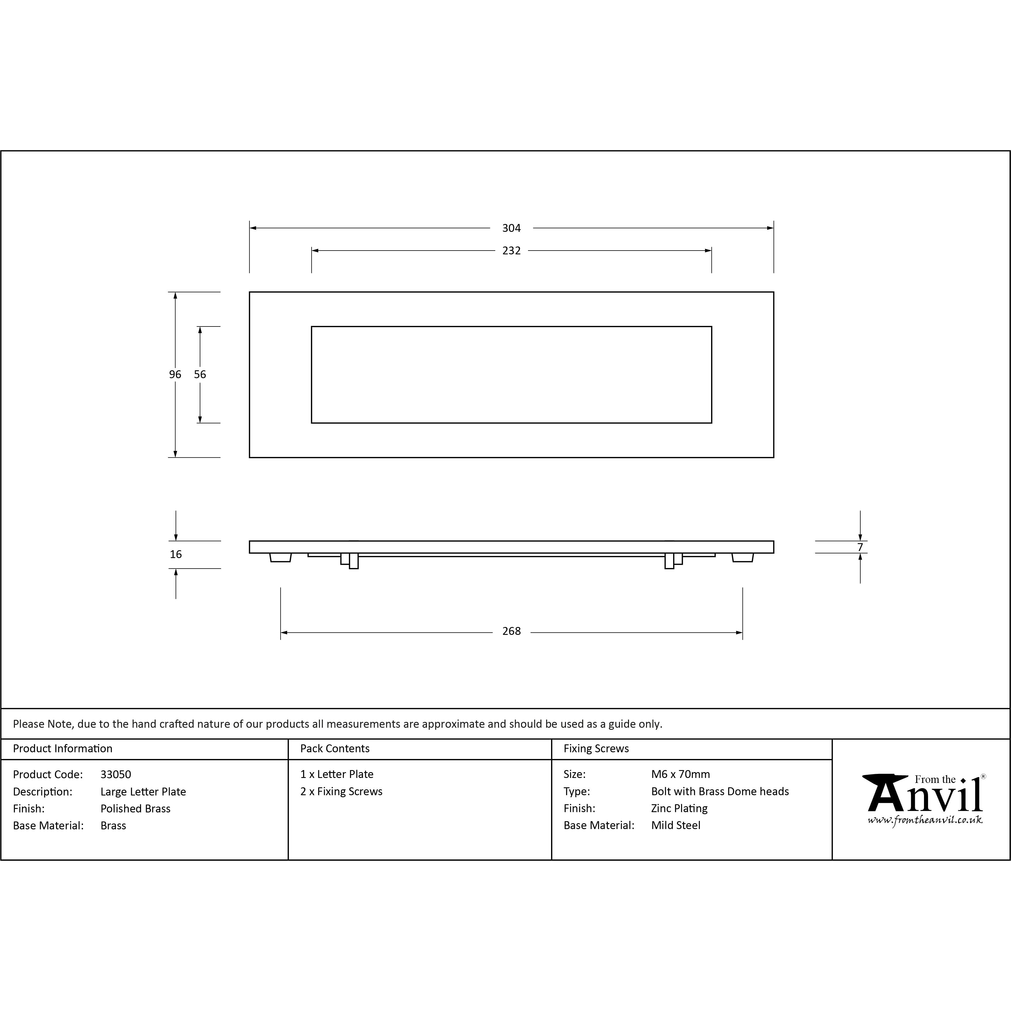 Polished Brass Large Letter Plate | From The Anvil-Letter Plates-Yester Home