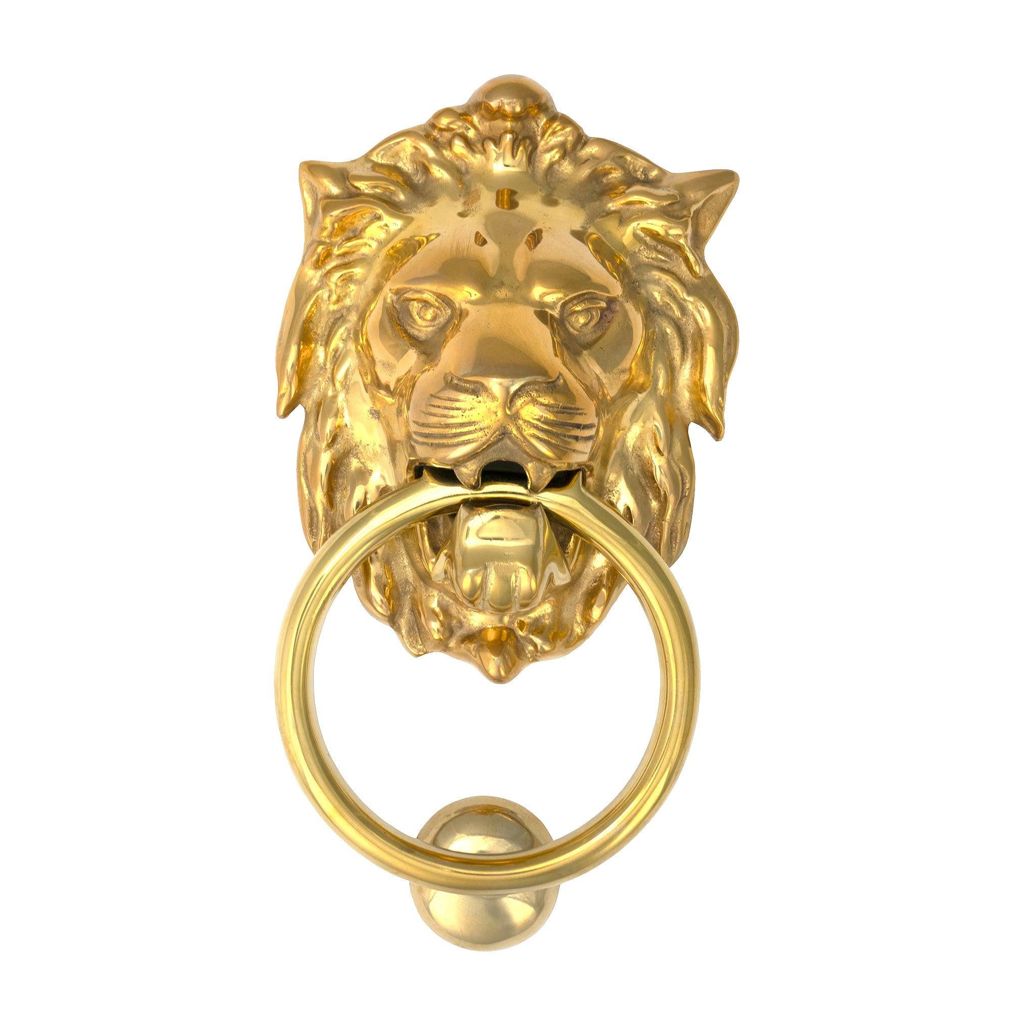 Polished Brass Lion Head Door Knocker | From The Anvil - Bolt-Through Door Knockers - From The Anvil - Yester Home