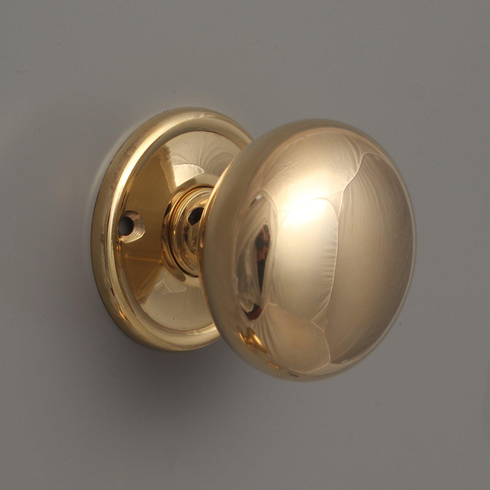 Polished Brass Mushroom Mortice/Rim Knob Set-Door Knobs-Yester Home
