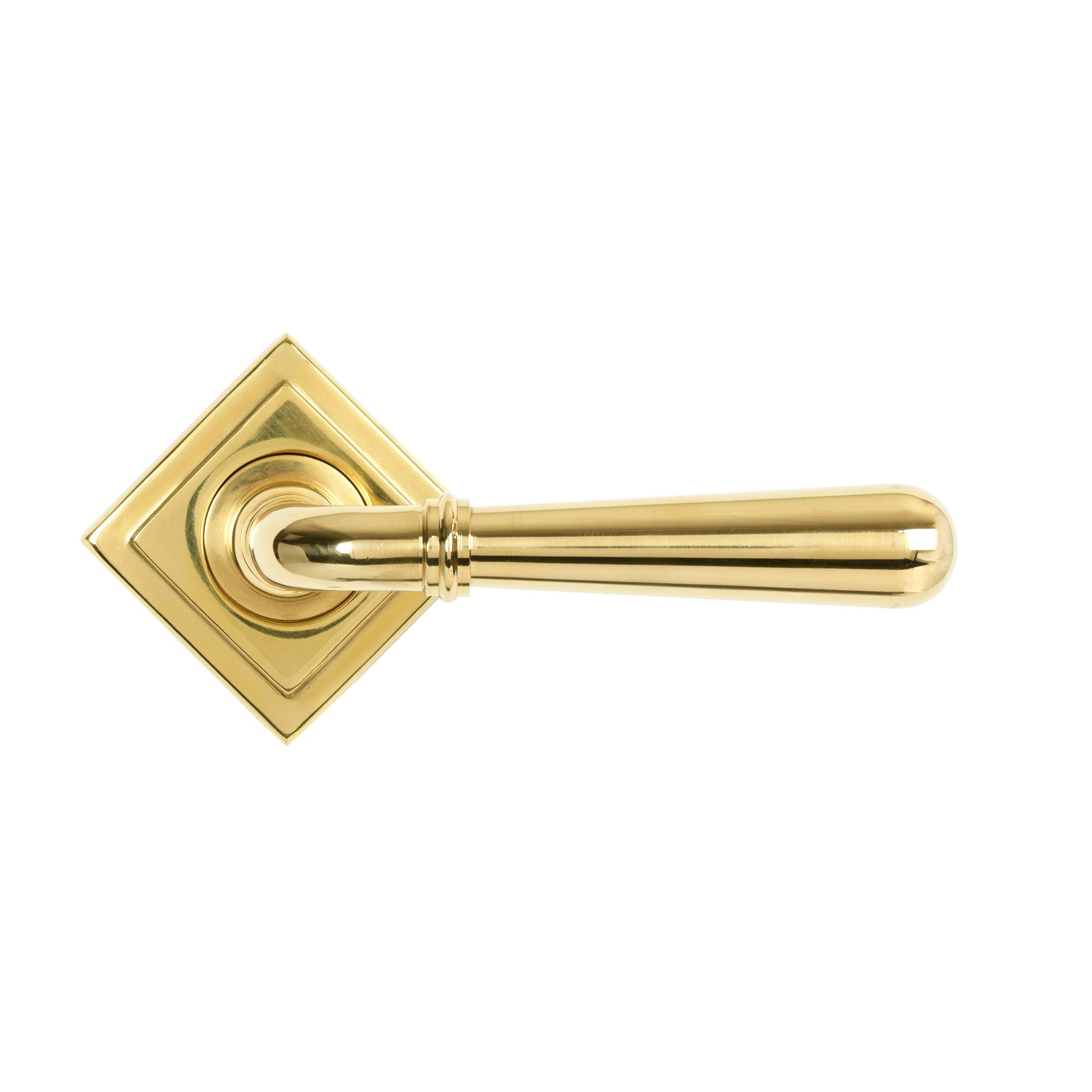Polished Brass Newbury Lever on Rose Set (Square) - Unsprung | From The Anvil-Concealed-Yester Home