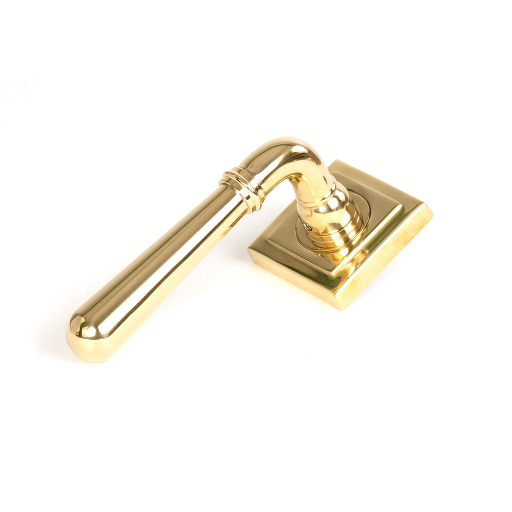 Polished Brass Newbury Lever on Rose Set (Square) - Unsprung | From The Anvil-Concealed-Yester Home