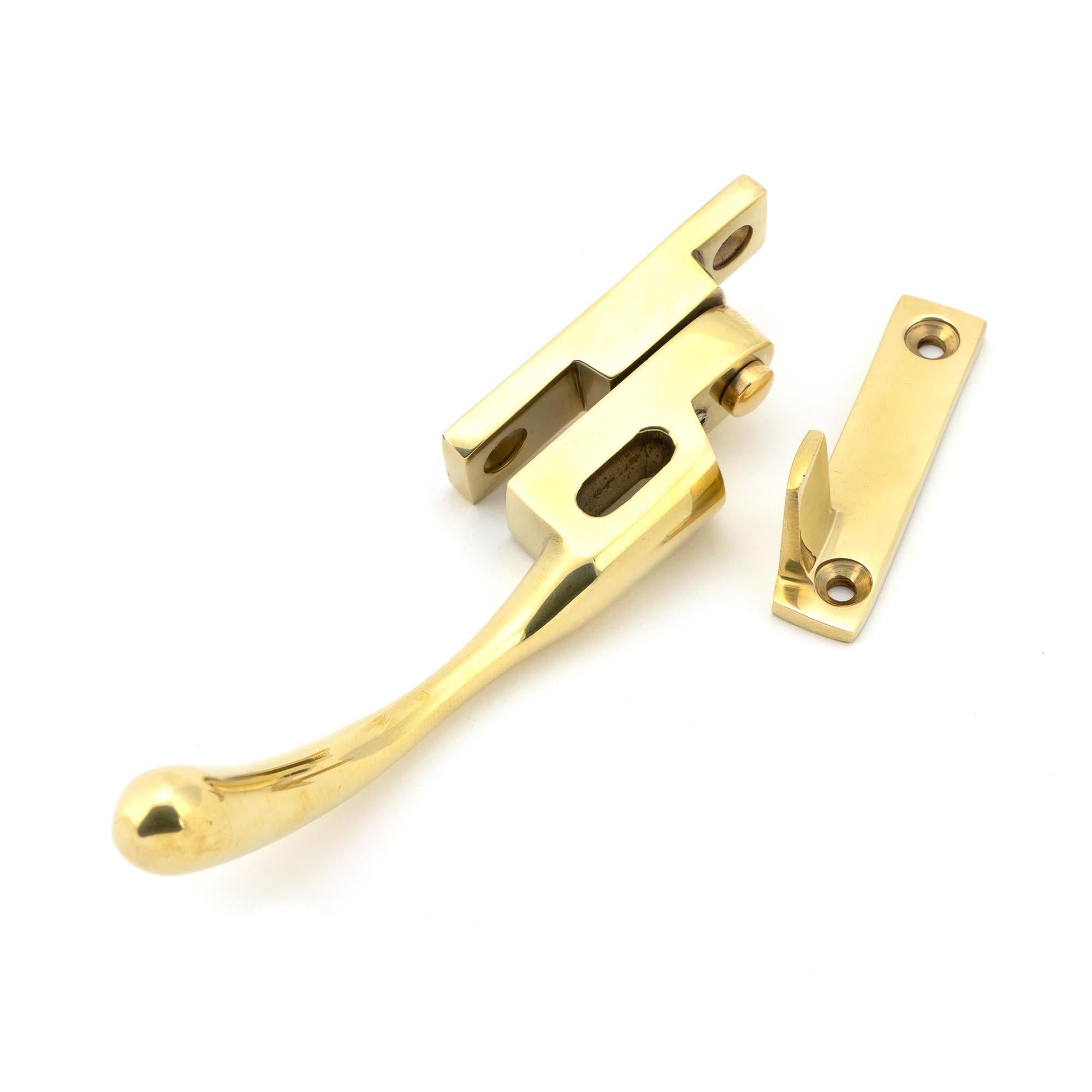 Polished Brass Night-Vent Locking Peardrop Fastener - LH | From The Anvil - Night-Vent Fasteners - From The Anvil - Yester Home