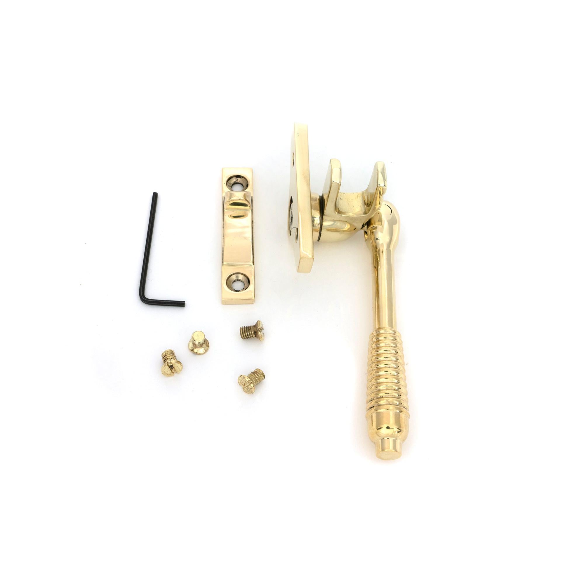 Polished Brass Night-Vent Locking Reeded Fastener (Steel Window) - Night-Vent Fasteners - From The Anvil - Yester Home