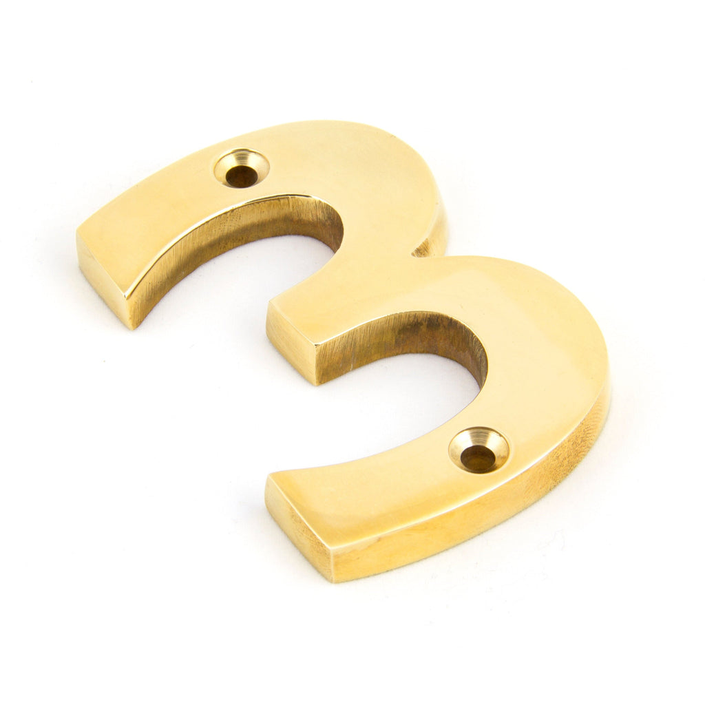 Polished Brass Numeral 3 | From The Anvil-Numerals-Yester Home