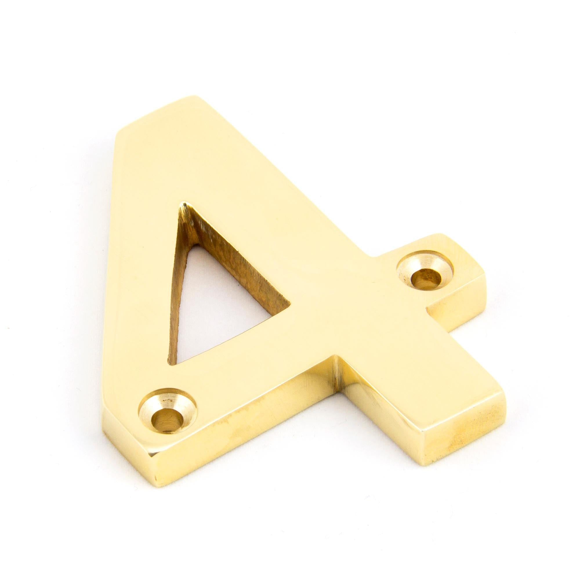 Polished Brass Numeral 4 | From The Anvil - Numerals - From The Anvil - Yester Home