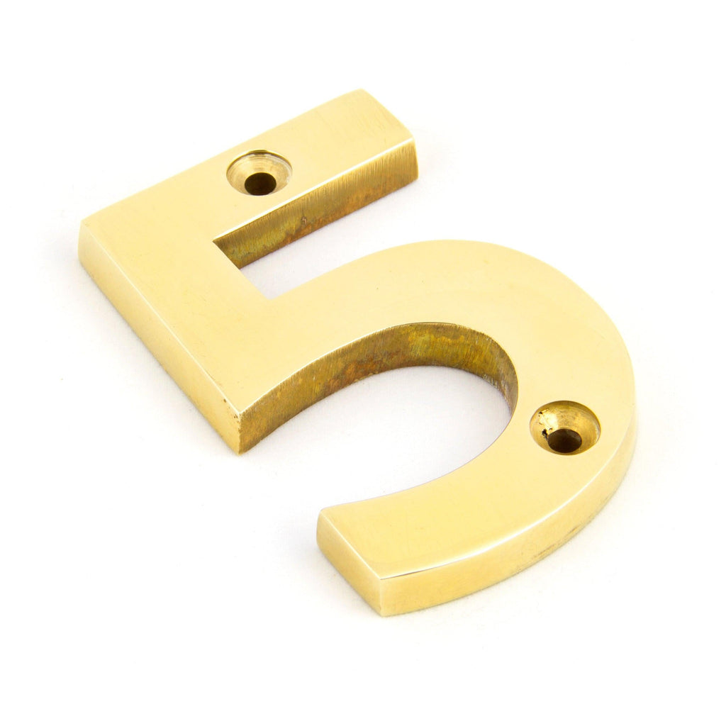 Polished Brass Numeral 5 | From The Anvil-Numerals-Yester Home