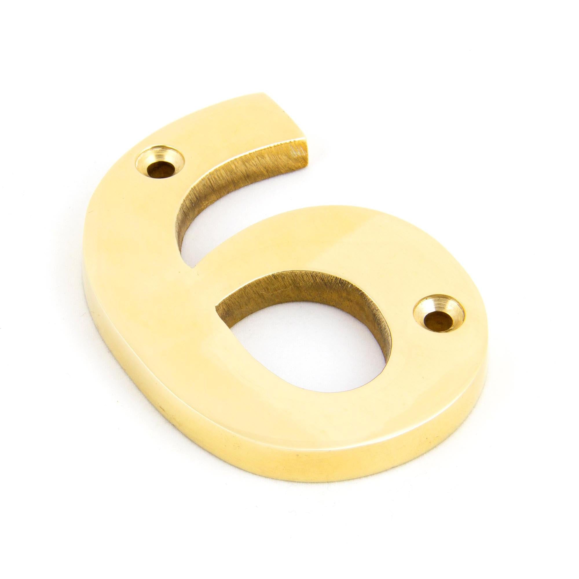 Polished Brass Numeral 6 | From The Anvil - Numerals - From The Anvil - Yester Home