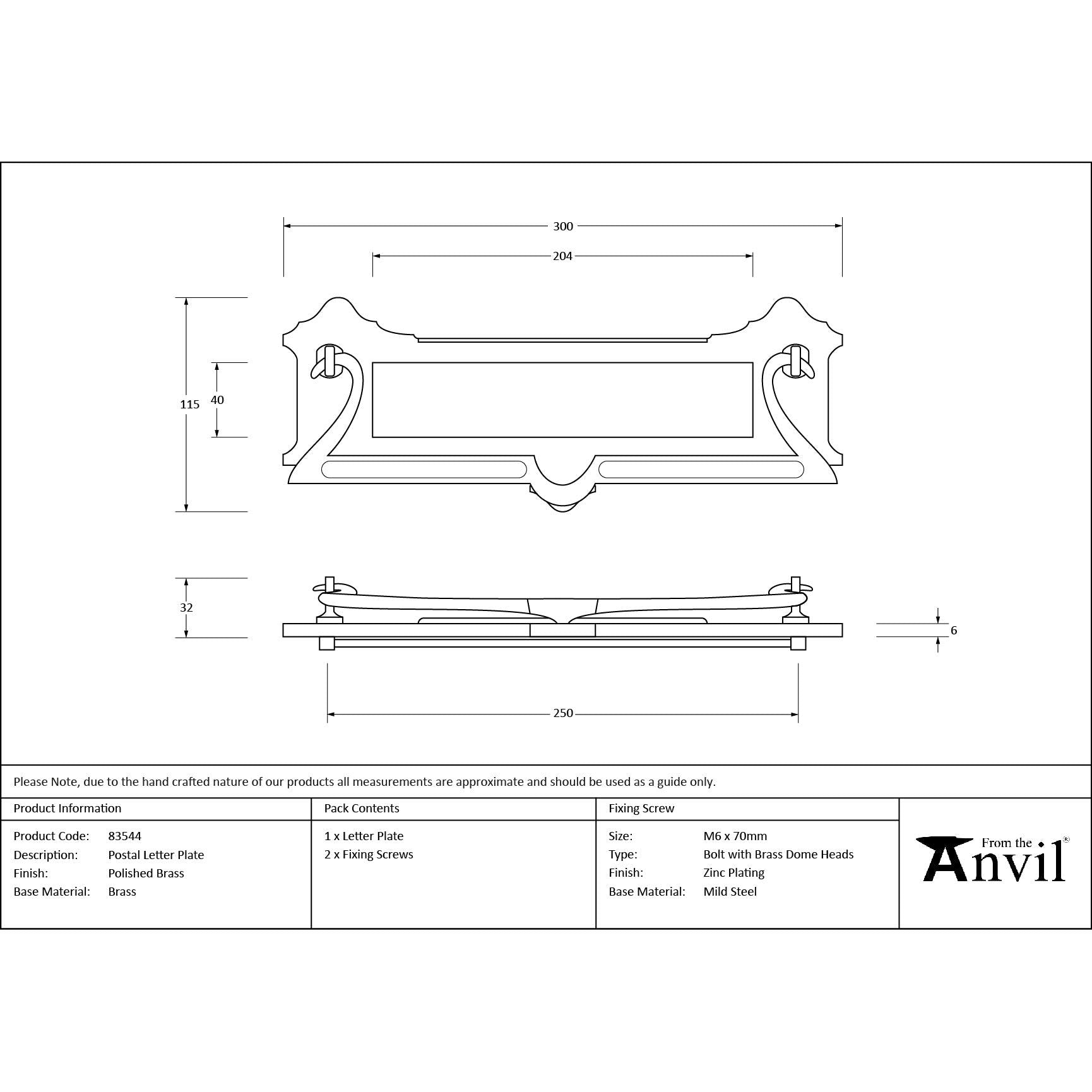 Polished Brass Postal Letter Plate | From The Anvil - Letter Plates - From The Anvil - Yester Home