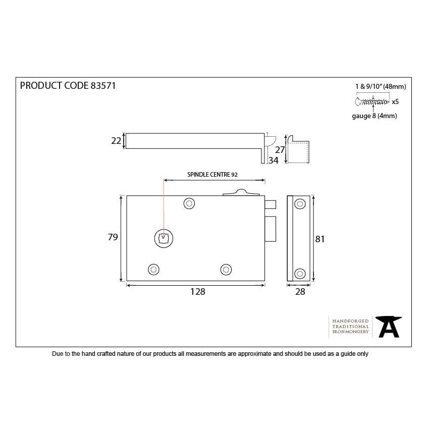 Polished Brass Right Hand Bathroom Latch | From The Anvil-Rim Locks & Latches-Yester Home