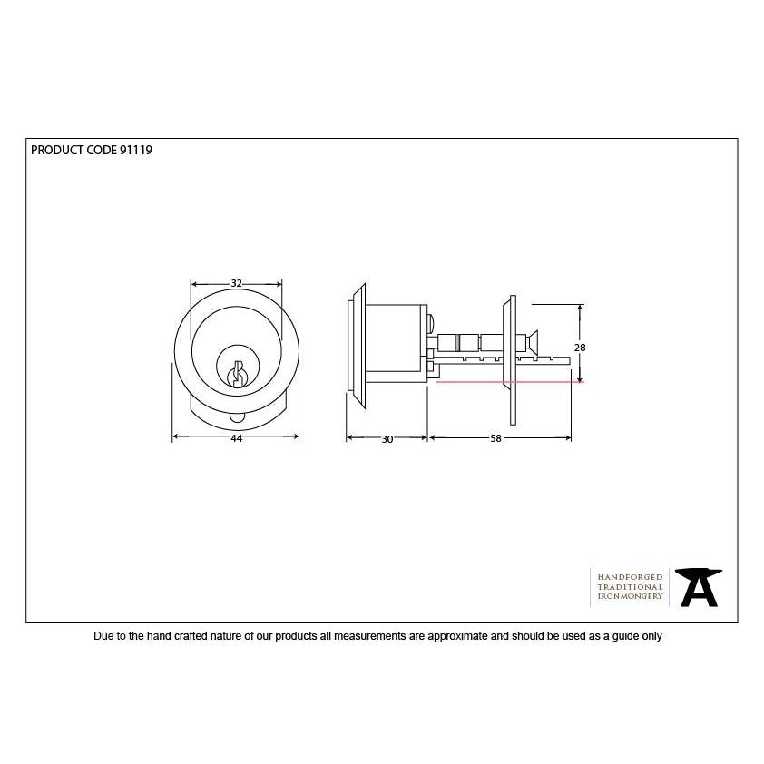 Polished Brass Rim Cylinder KA | From The Anvil-Night Latches-Yester Home