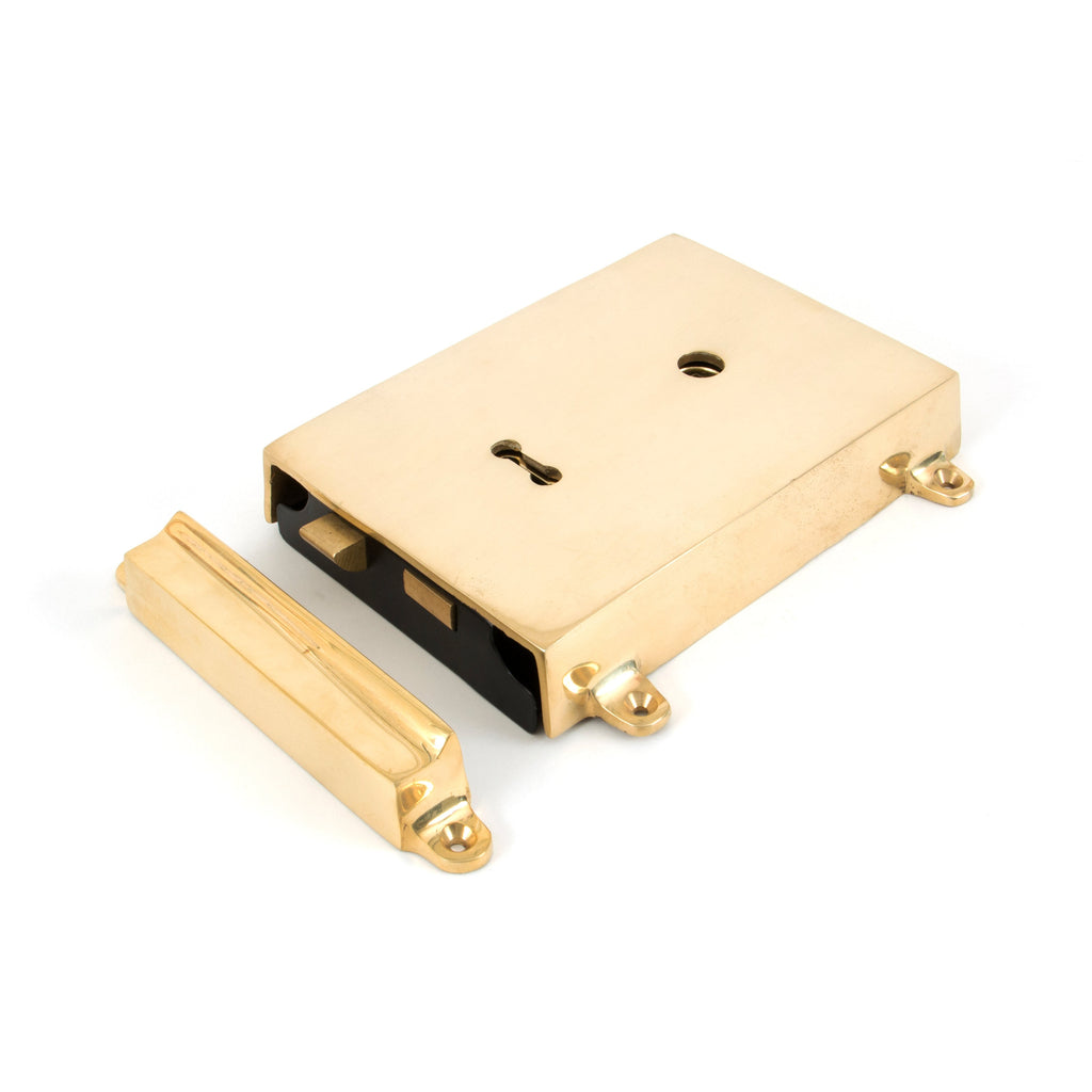 Polished Brass Rim Lock & Cover | From The Anvil-Rim Locks & Latches-Yester Home