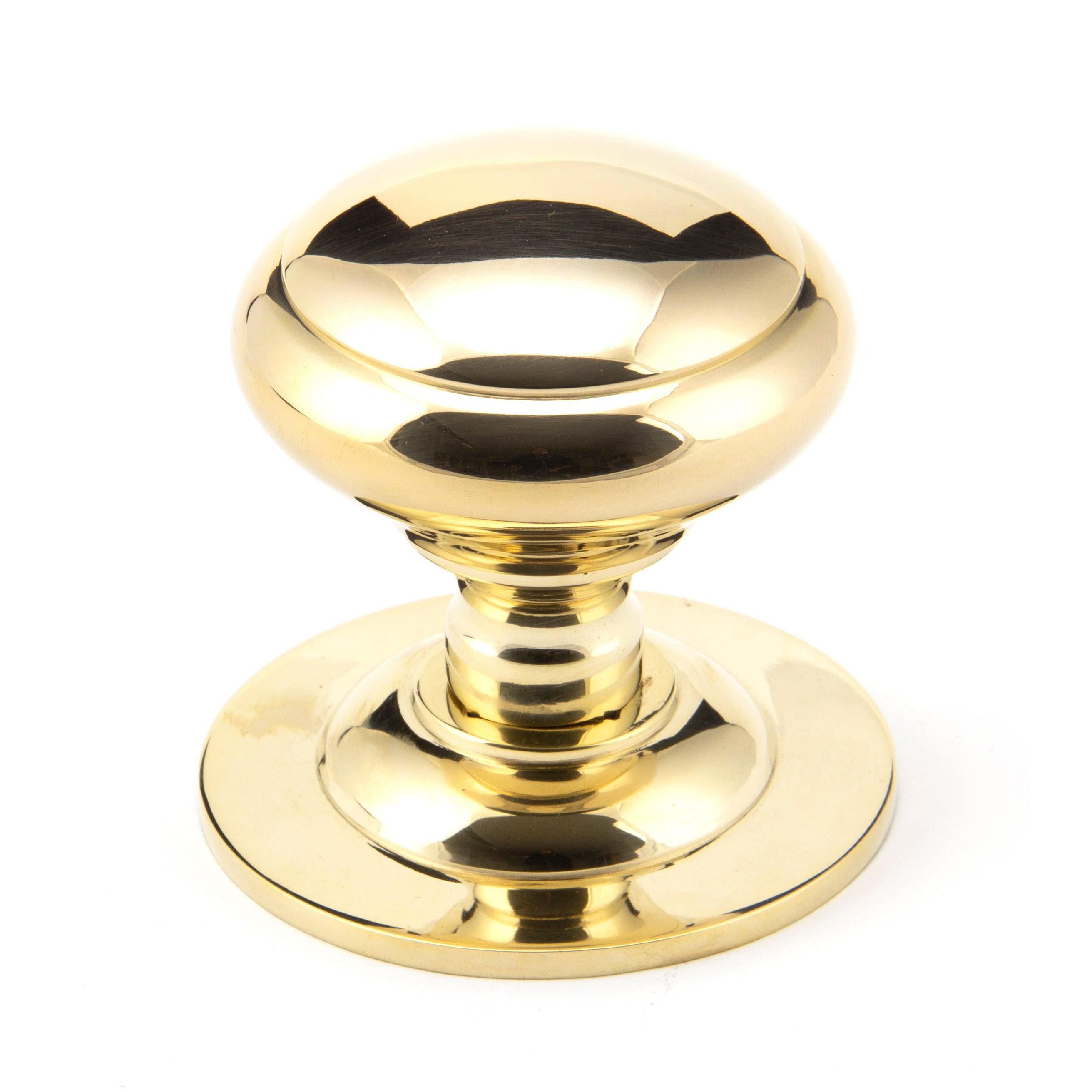 Polished Brass Round Centre Door Knob | From The Anvil-Centre Door Knobs-Yester Home