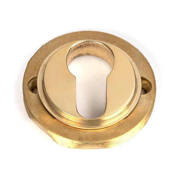 Polished Brass Round Euro Escutcheon (Art Deco) | From The Anvil-Euro Escutcheons-Yester Home