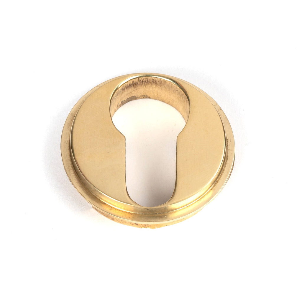 Polished Brass Round Euro Escutcheon (Art Deco) | From The Anvil-Euro Escutcheons-Yester Home
