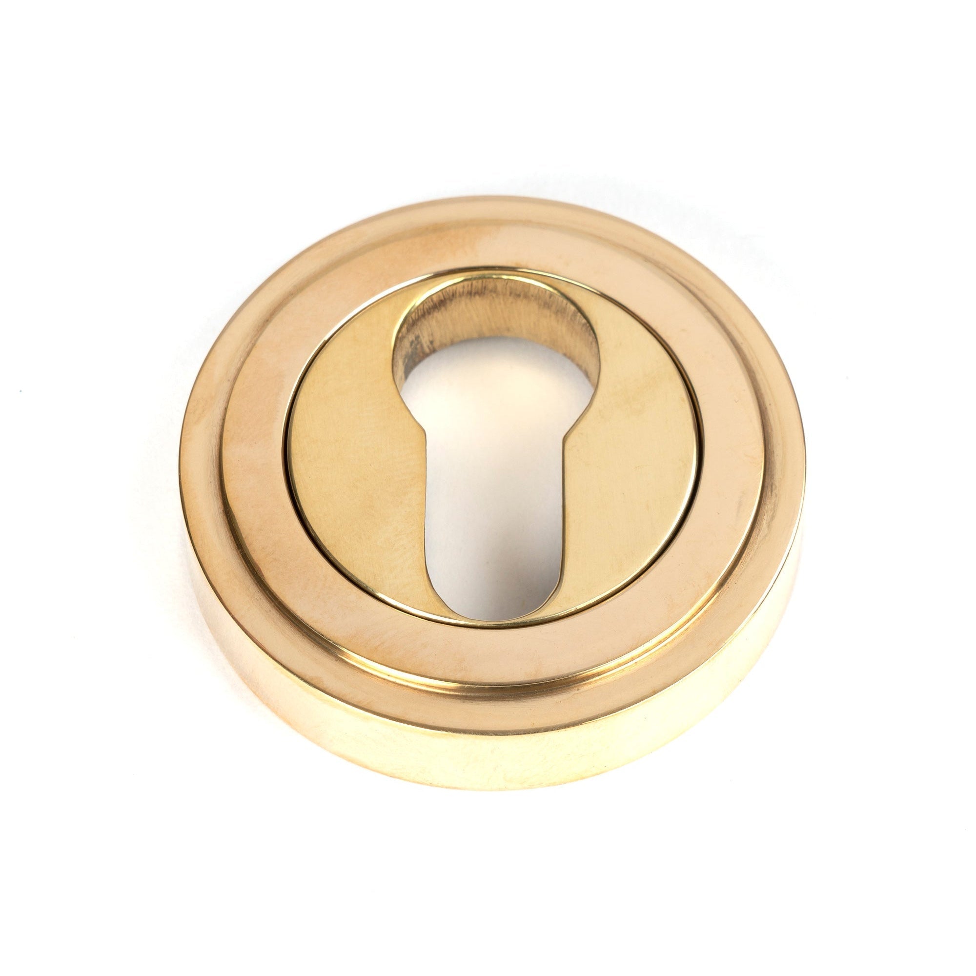 Polished Brass Round Euro Escutcheon (Art Deco) | From The Anvil-Euro Escutcheons-Yester Home