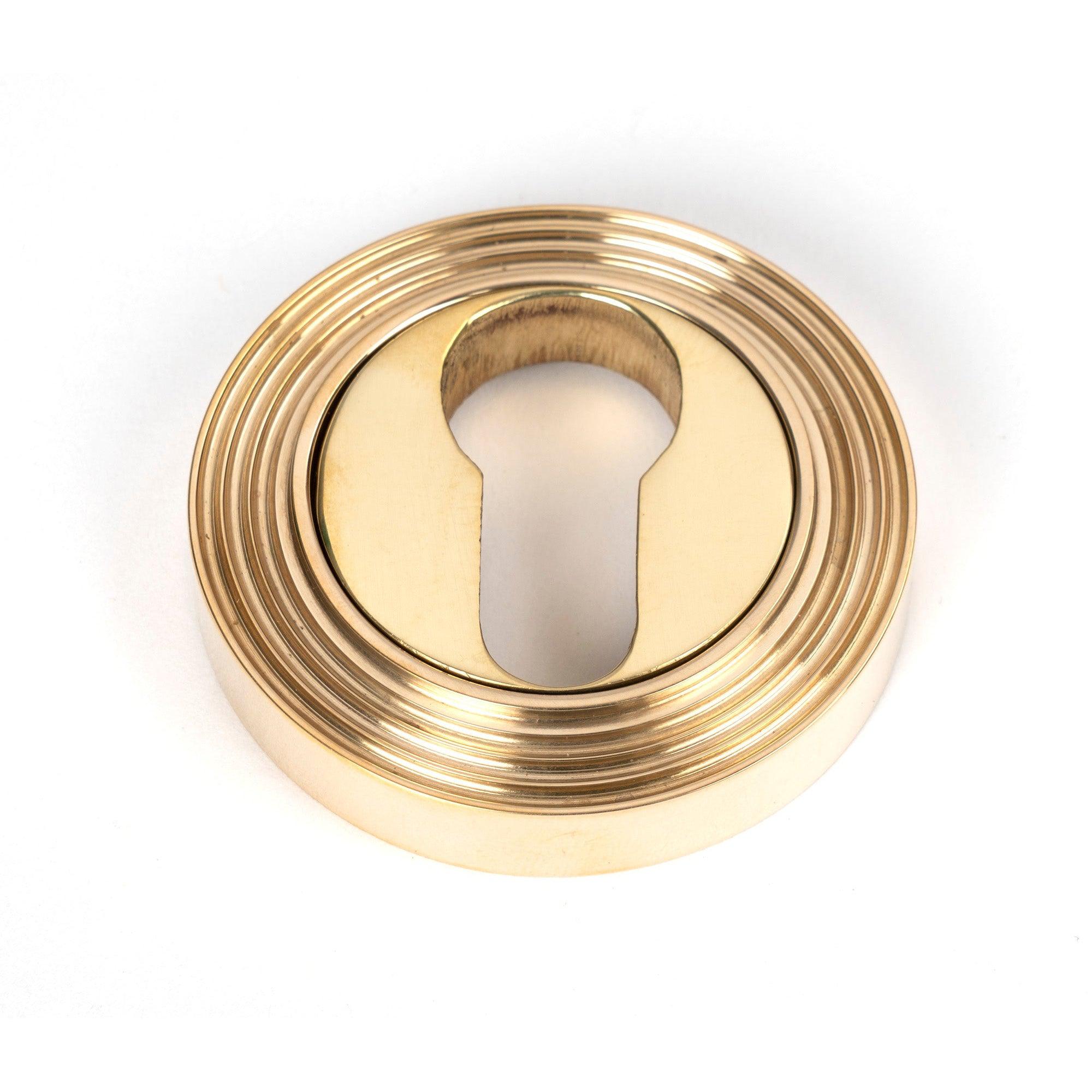 Polished Brass Round Euro Escutcheon (Beehive) | From The Anvil-Euro Escutcheons-Yester Home