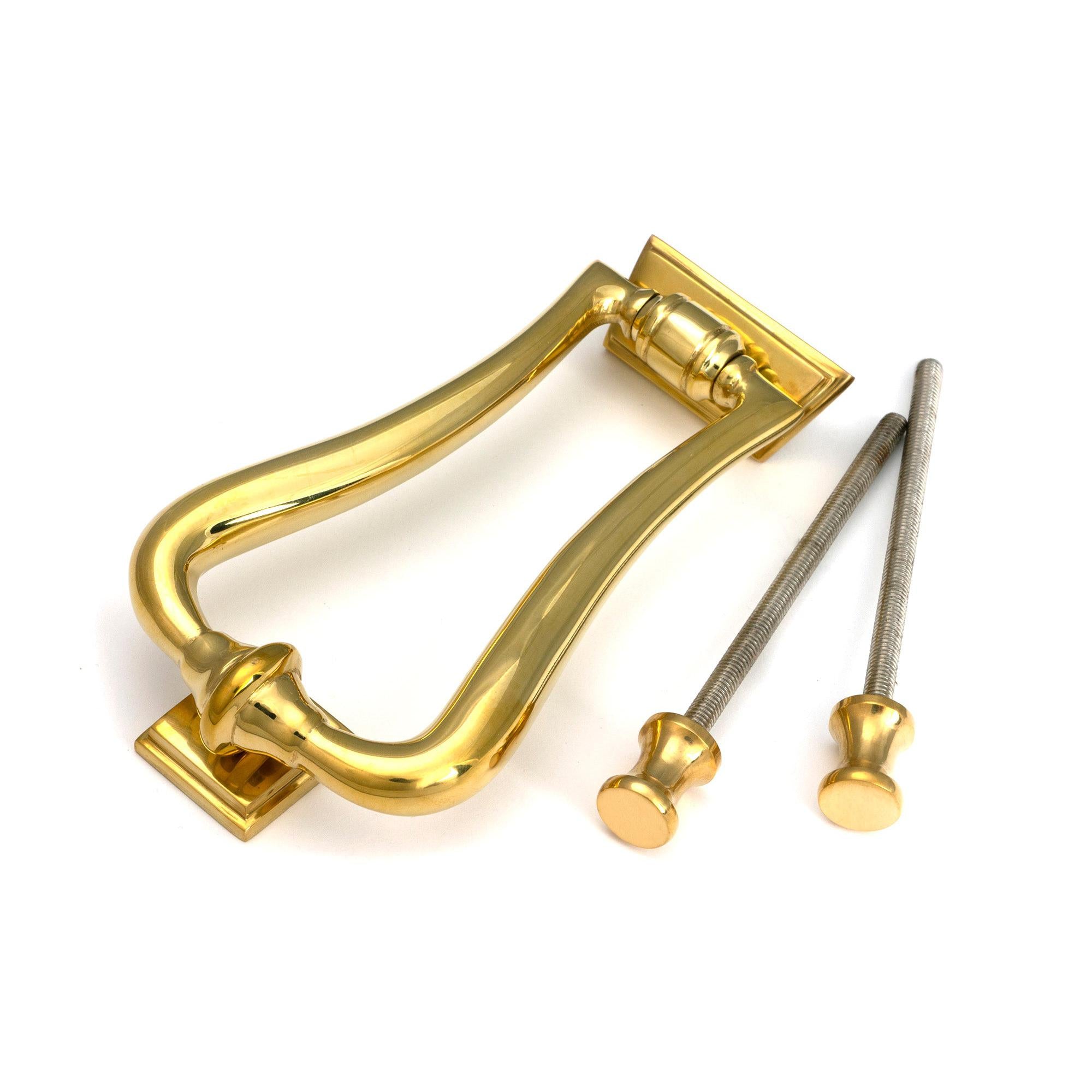 Polished Brass Slimline Art Deco Door Knocker | From The Anvil - Bolt-Through Door Knockers - From The Anvil - Yester Home