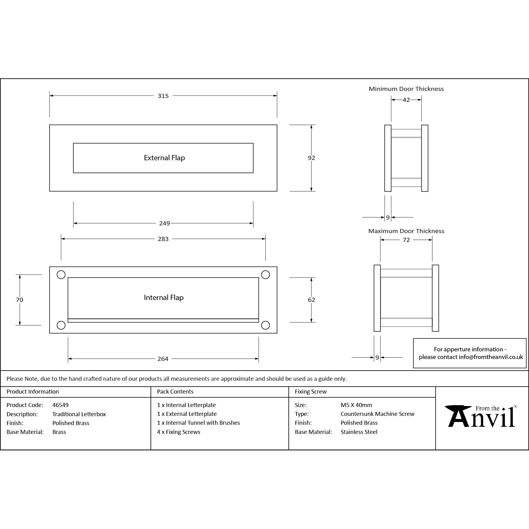 Polished Brass Traditional Letterbox | From The Anvil - Letterbox - From The Anvil - Yester Home