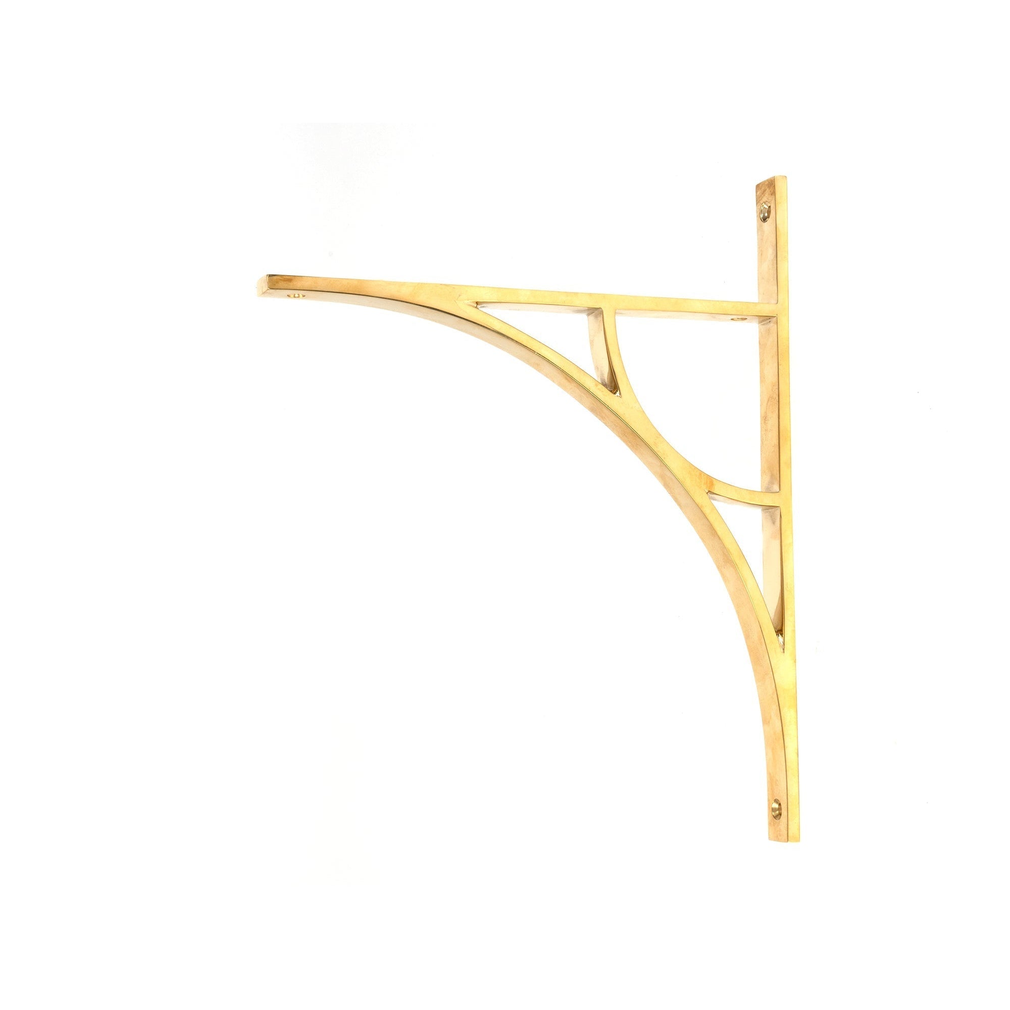 Polished Brass Tyne Shelf Bracket (314mm x 250mm) | From The Anvil-Shelf Brackets-Yester Home