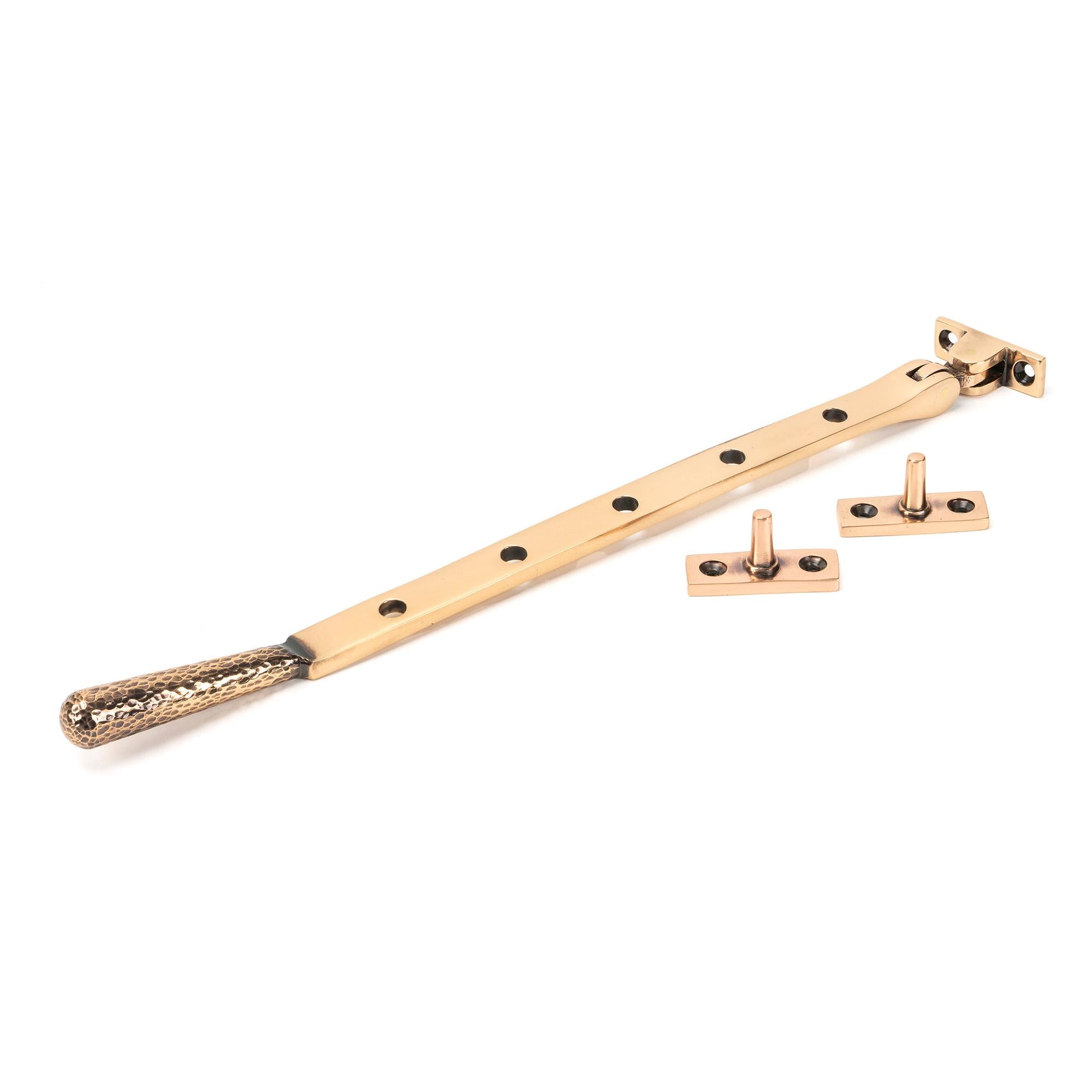 Polished Bronze 12" Hammered Newbury Stay | From The Anvil - Stays - From The Anvil - Yester Home