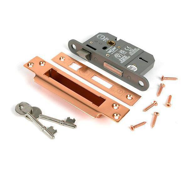 Polished Bronze 2½" 5 Lever BS Sash Lock - Sash Locks - From The Anvil - Yester Home