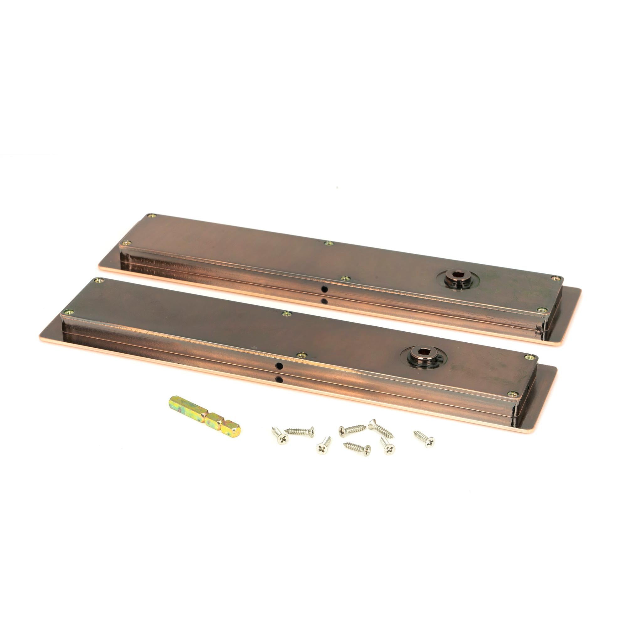 Polished Bronze 250mm Art Deco Rectangular Pull -Privacy Set | From The Anvil - Cabinet Pulls - From The Anvil - Yester Home