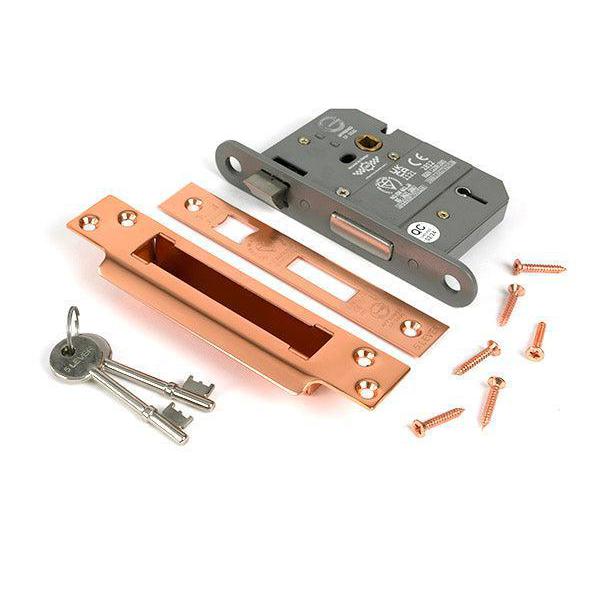 Polished Bronze 3" 5 Lever BS Sash Lock KA - Sash Locks - From The Anvil - Yester Home