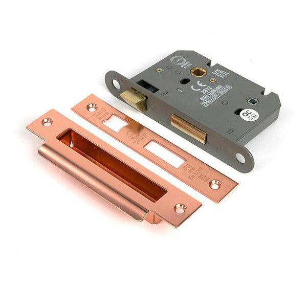 Polished Bronze 3" Heavy Duty Bathroom Mortice Lock - Bathroom Locks - From The Anvil - Yester Home