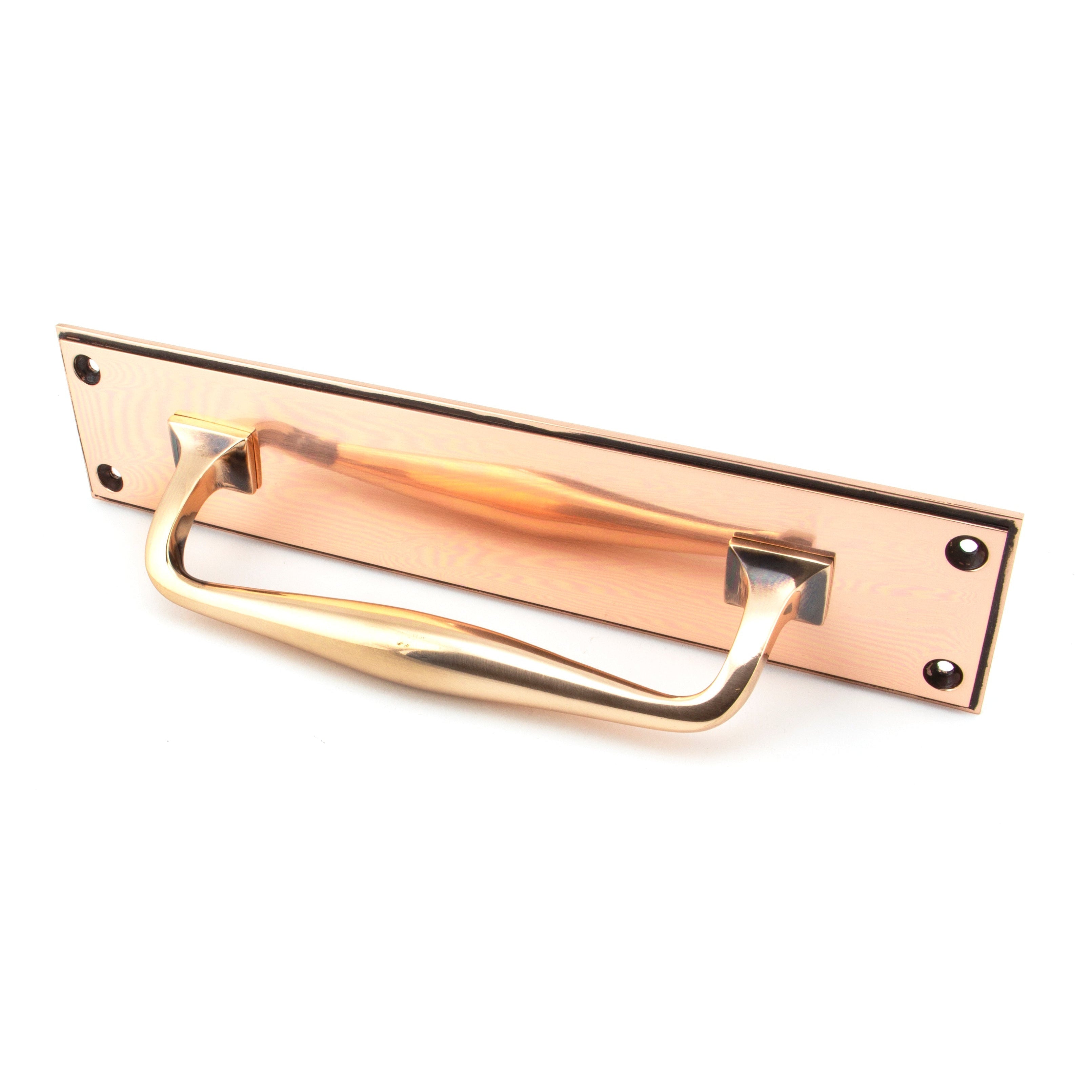 Polished Bronze 300mm Art Deco Pull Handle on Backplate | From The Anvil-On Backplate-Yester Home