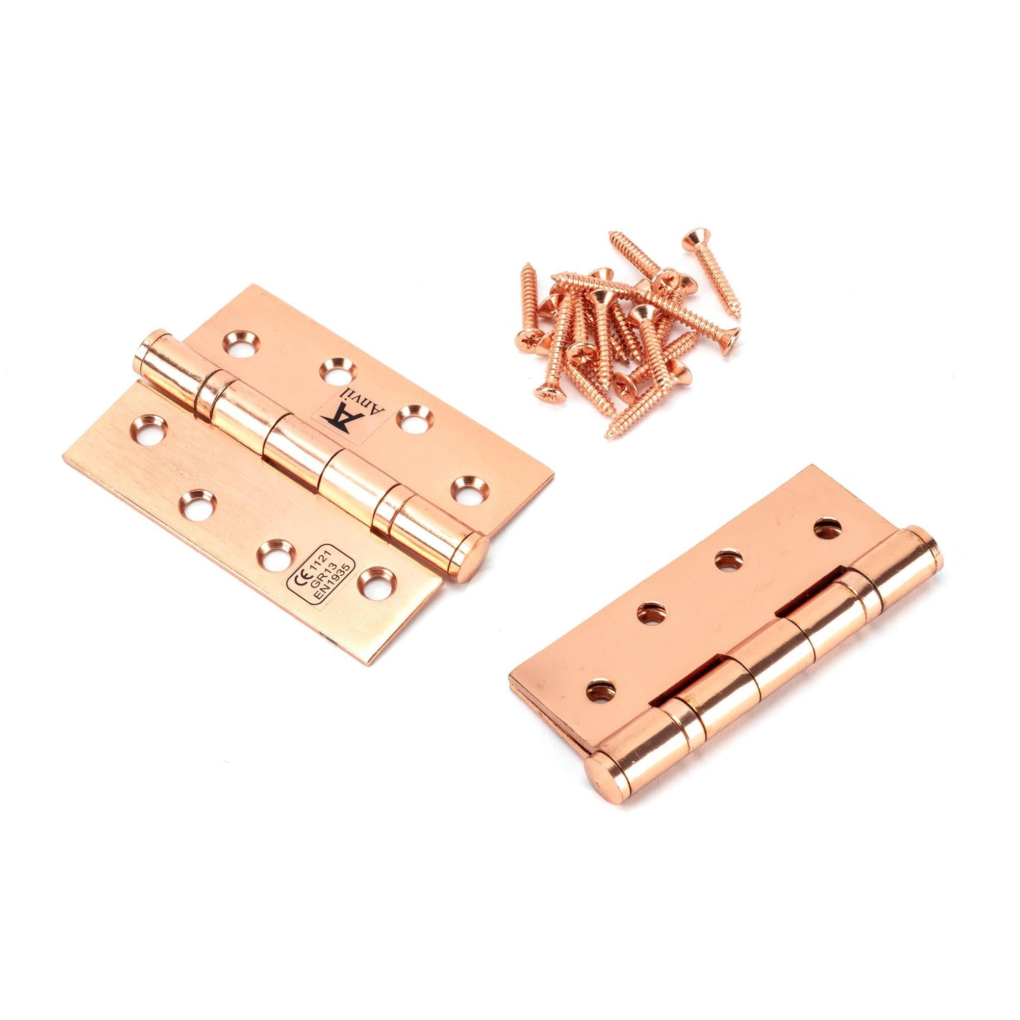 Polished Bronze 4" Ball Bearing Butt Hinge (pair) ss | From The Anvil - Butt Hinges - From The Anvil - Yester Home