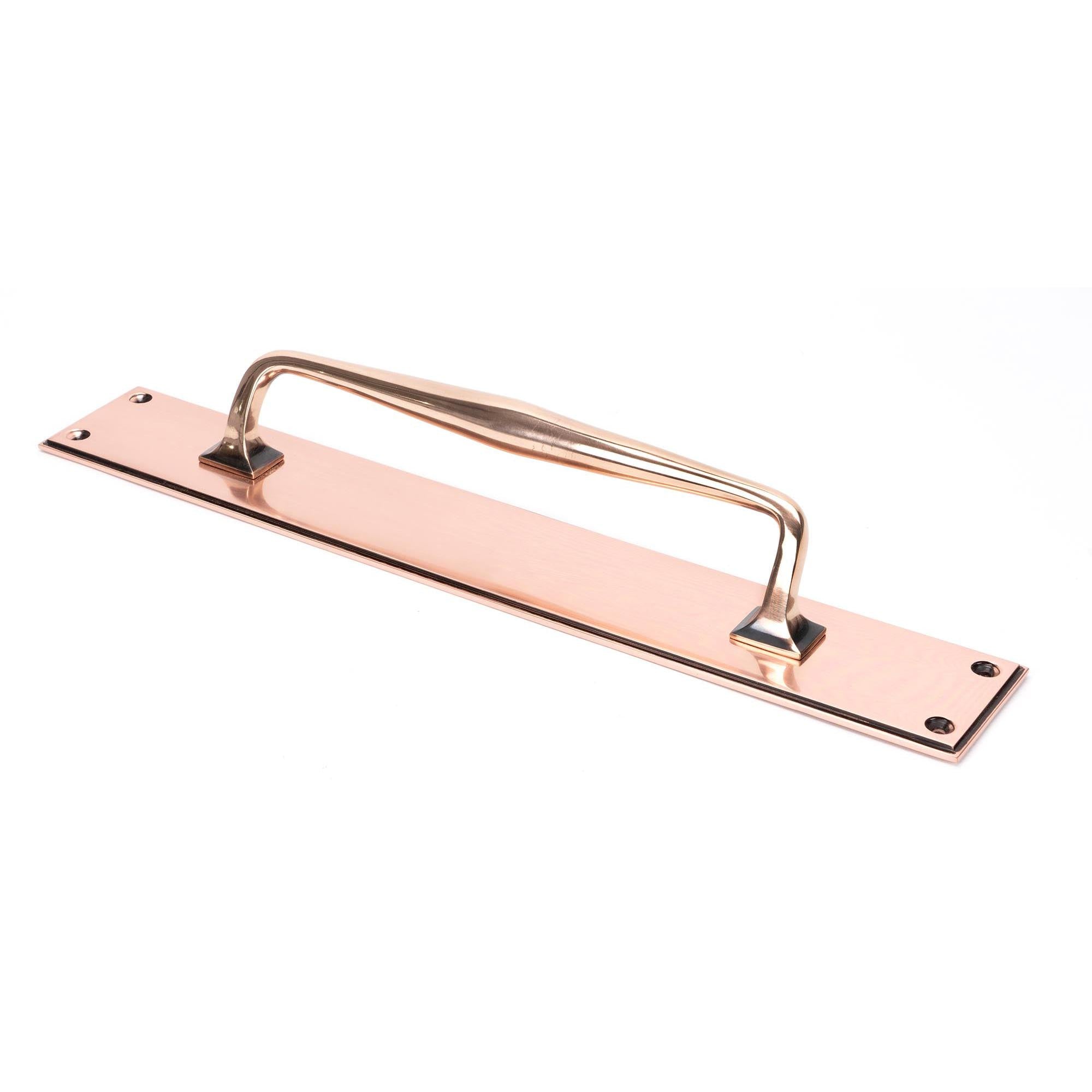 Polished Bronze 425mm Art Deco Pull Handle on Backplate | From The Anvil - On Backplate - From The Anvil - Yester Home
