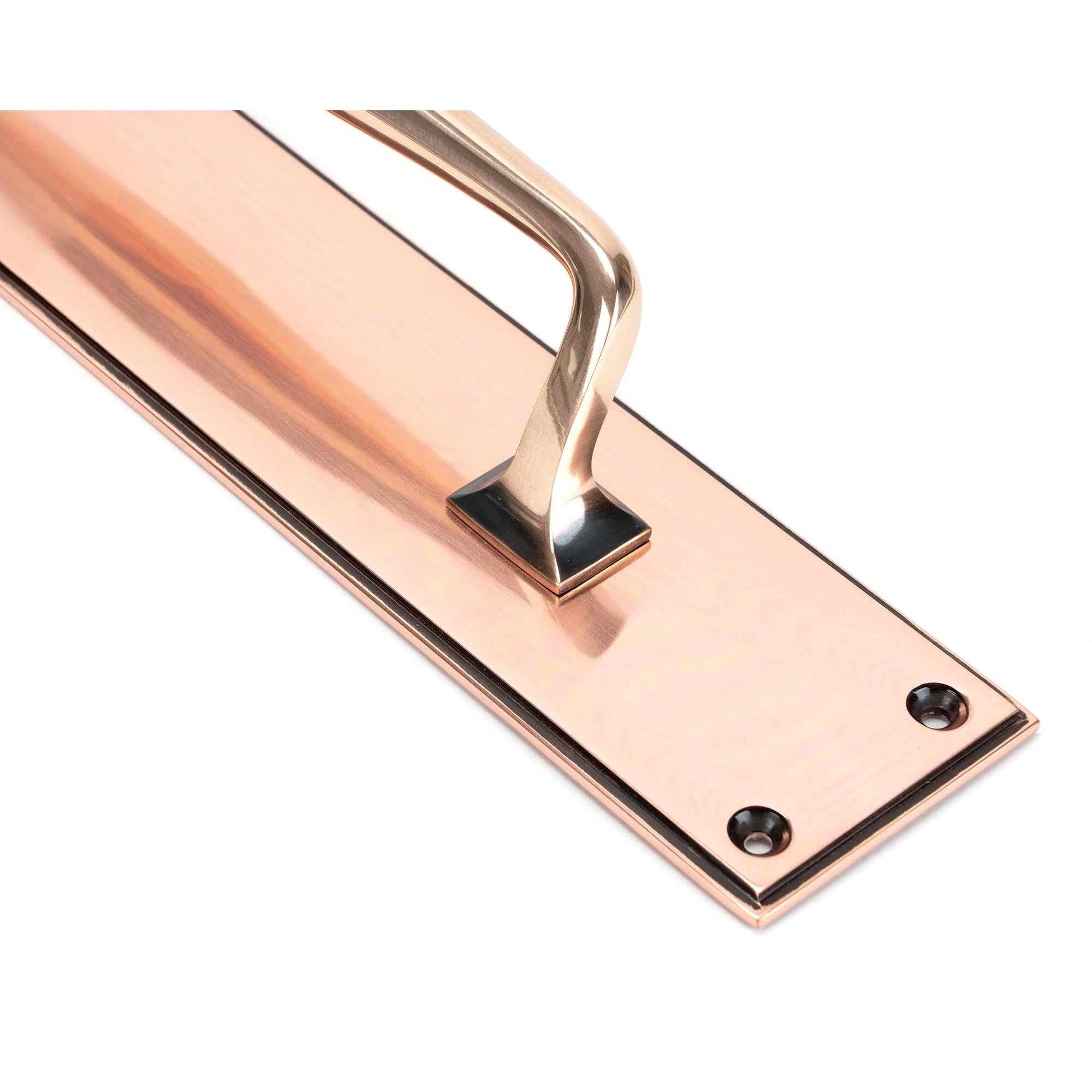 Polished Bronze 425mm Art Deco Pull Handle on Backplate | From The Anvil - On Backplate - From The Anvil - Yester Home
