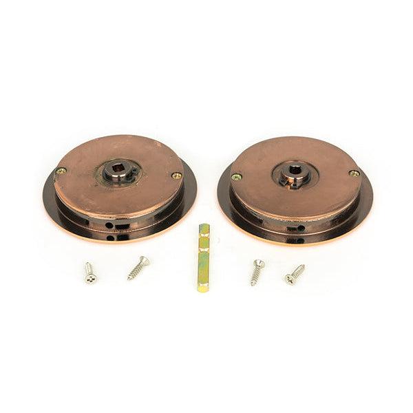 Polished Bronze 75mm Art Deco Round Pull - Privacy Set | From The Anvil-Cabinet Pulls-Yester Home