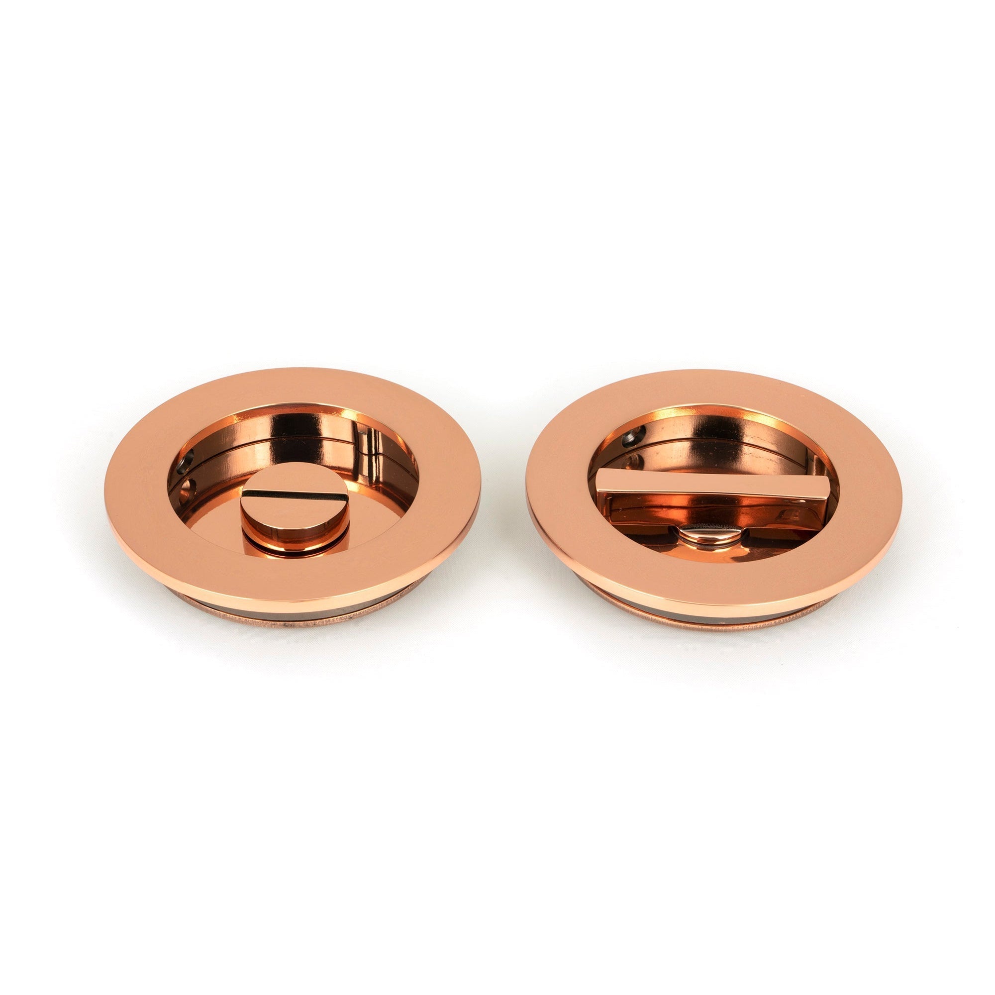 Polished Bronze 75mm Plain Round Pull - Privacy Set | From The Anvil-Cabinet Pulls-Yester Home