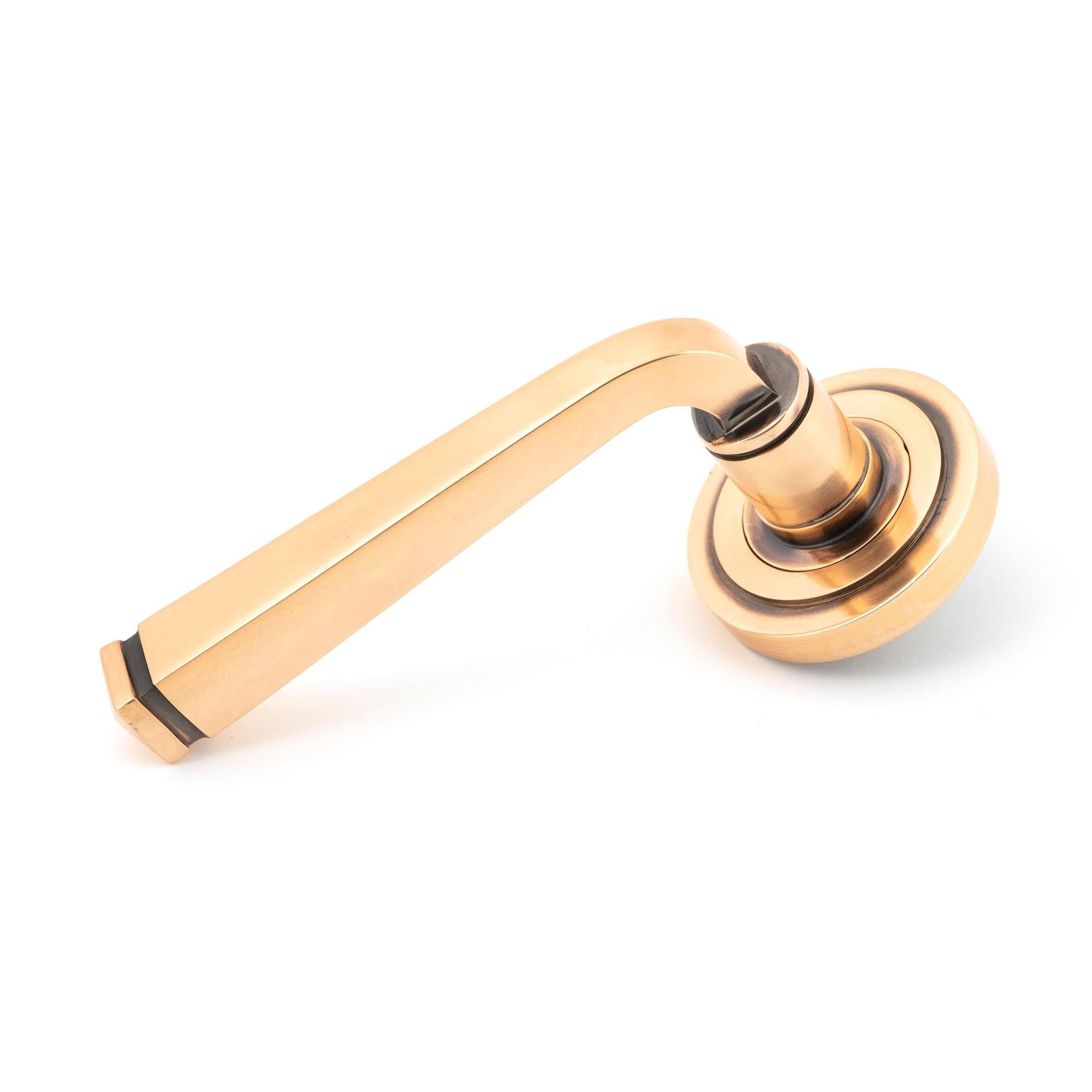 Polished Bronze Avon Round Lever on Rose Set (Art Deco) - Unsprung | From The Anvil - Concealed - From The Anvil - Yester Home