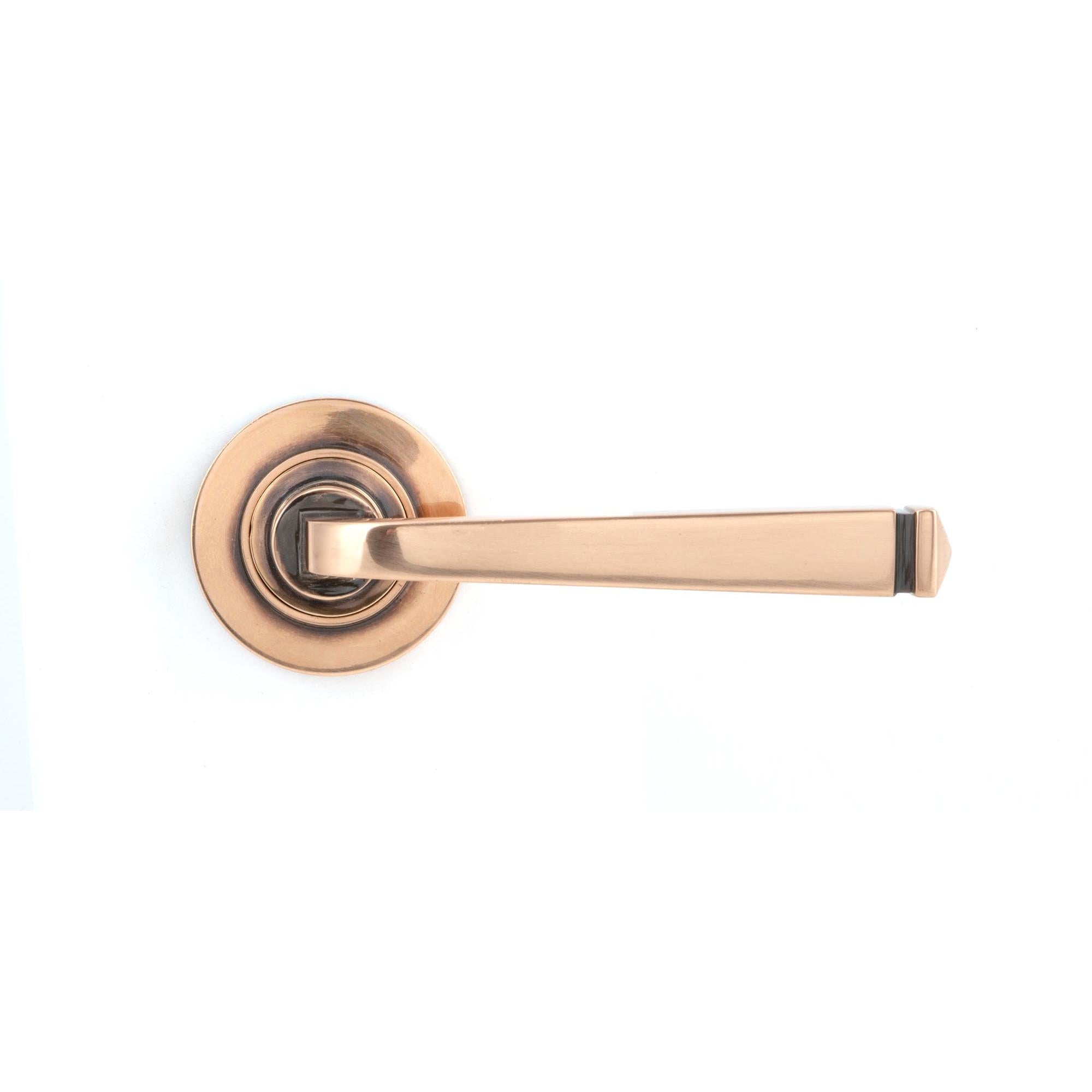 Polished Bronze Avon Round Lever on Rose Set (Plain) - Unsprung | From The Anvil - Concealed - From The Anvil - Yester Home