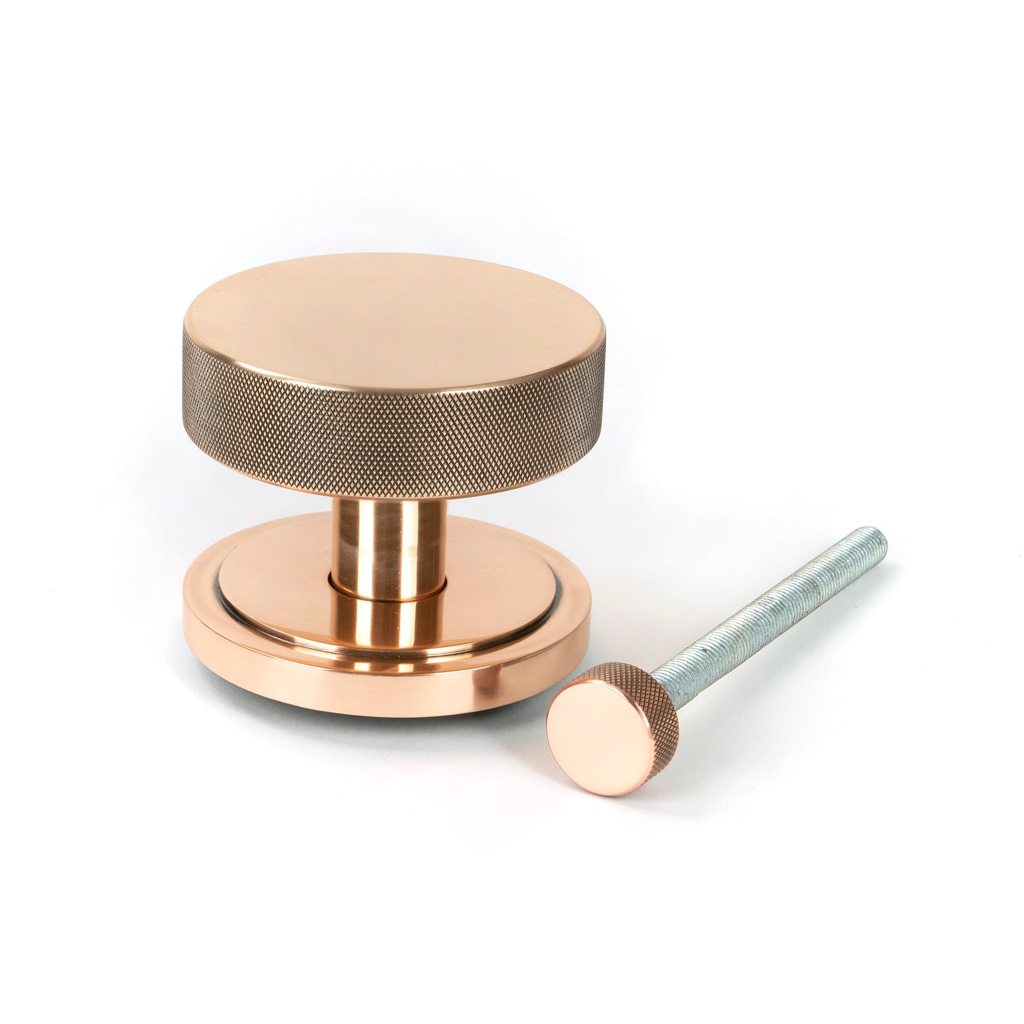 Polished Bronze Brompton Centre Door Knob (Art Deco) | From The Anvil-Centre Door Knobs-Yester Home