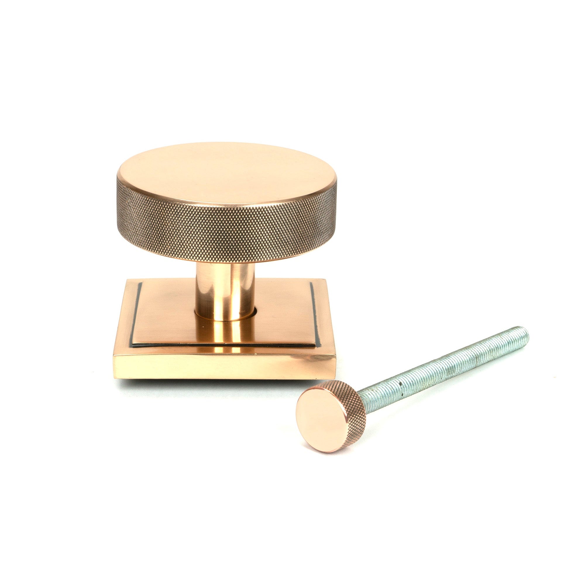 Polished Bronze Brompton Centre Door Knob (Square) | From The Anvil-Centre Door Knobs-Yester Home