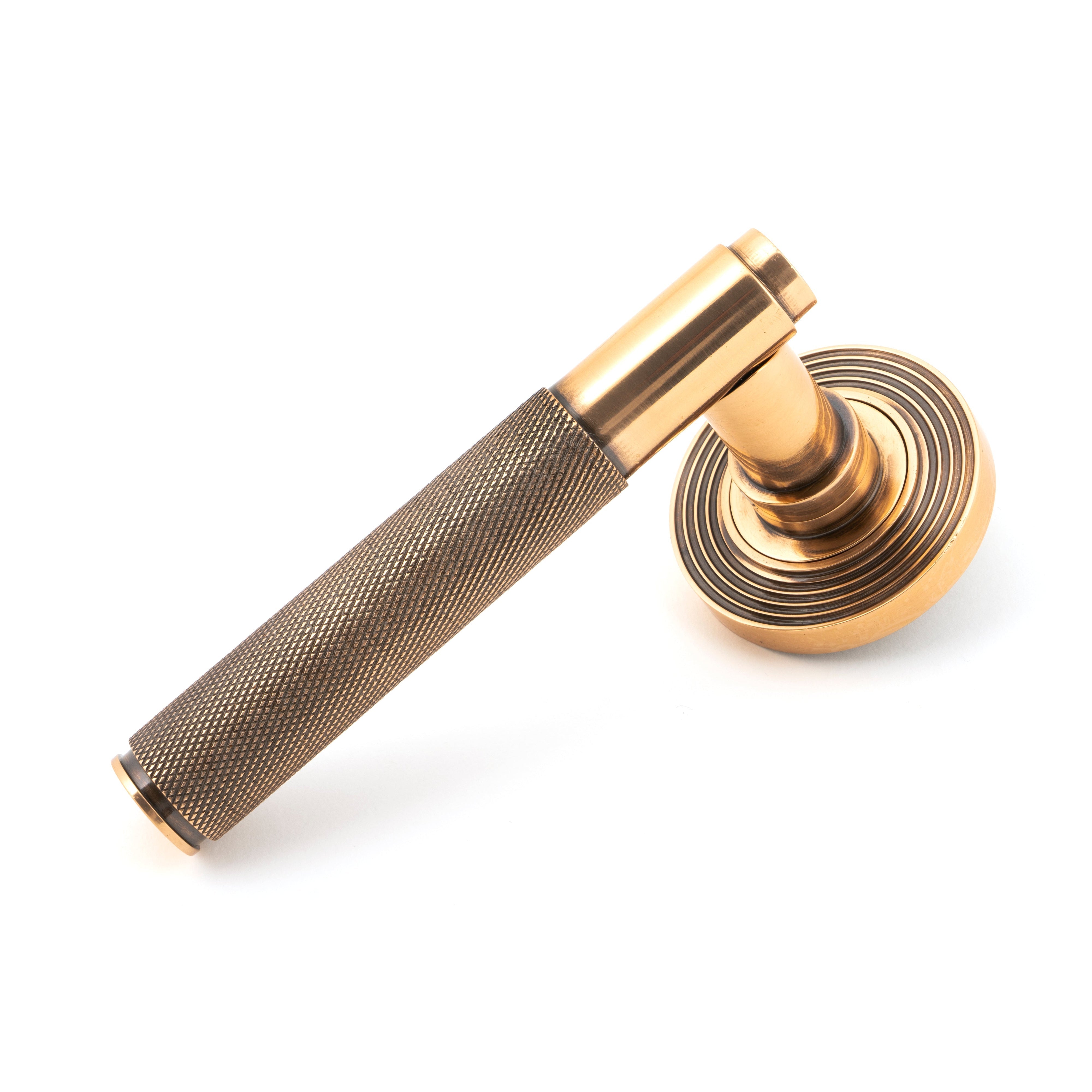 Polished Bronze Brompton Lever on Rose Set (Beehive) - Unsprung | From The Anvil-Concealed-Yester Home