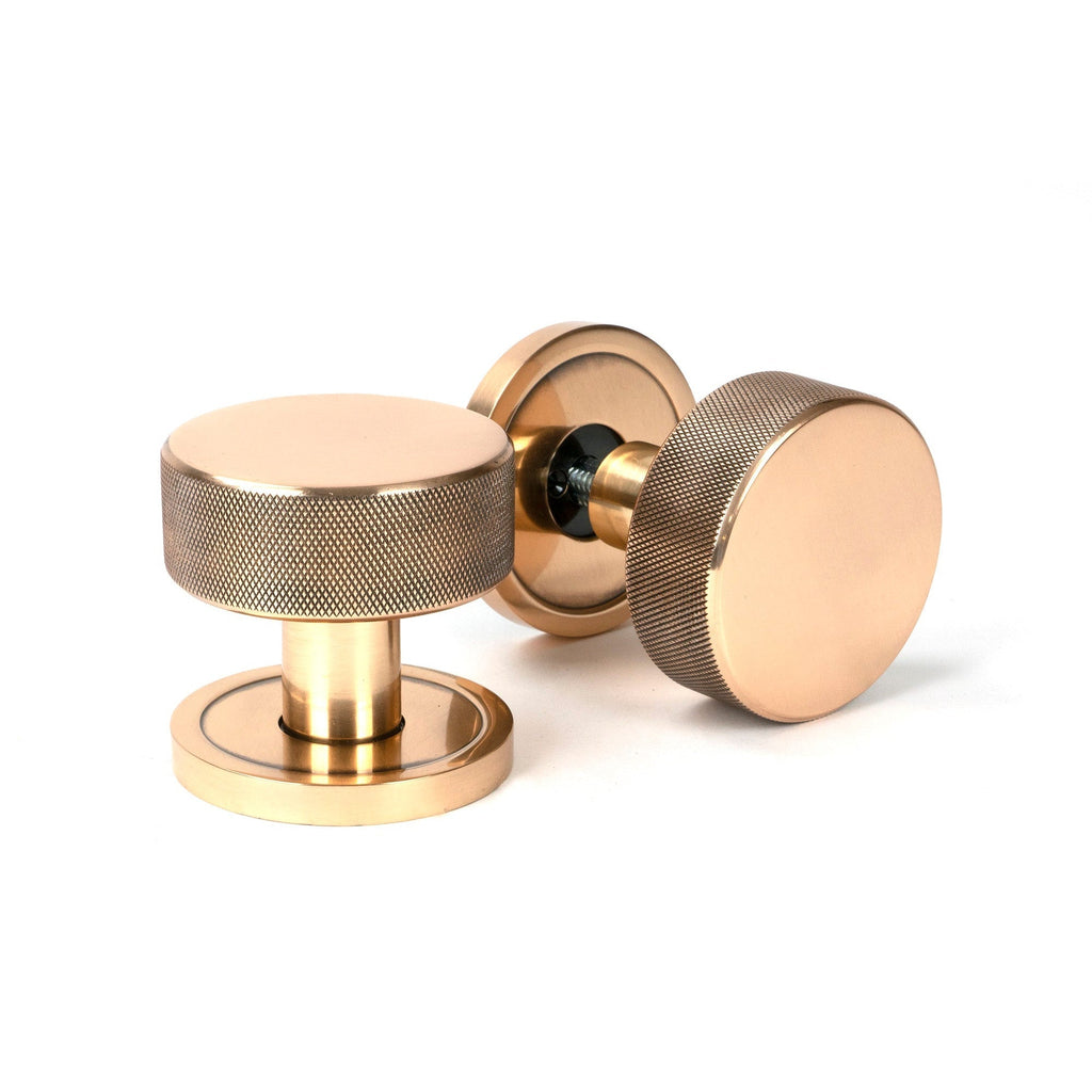 Polished Bronze Brompton Mortice/Rim Knob Set (Plain) | From The Anvil-Mortice Knobs-Yester Home