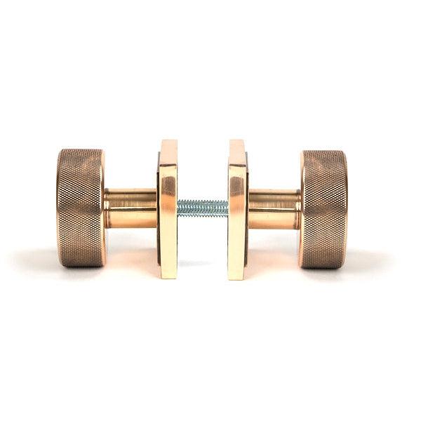 Polished Bronze Brompton Mortice/Rim Knob Set (Square) | From The Anvil-Mortice Knobs-Yester Home