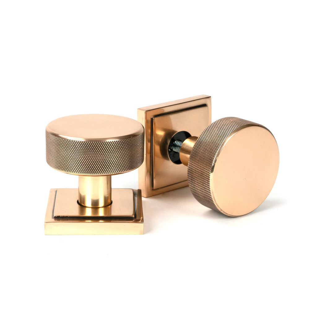 Polished Bronze Brompton Mortice/Rim Knob Set (Square) | From The Anvil-Mortice Knobs-Yester Home