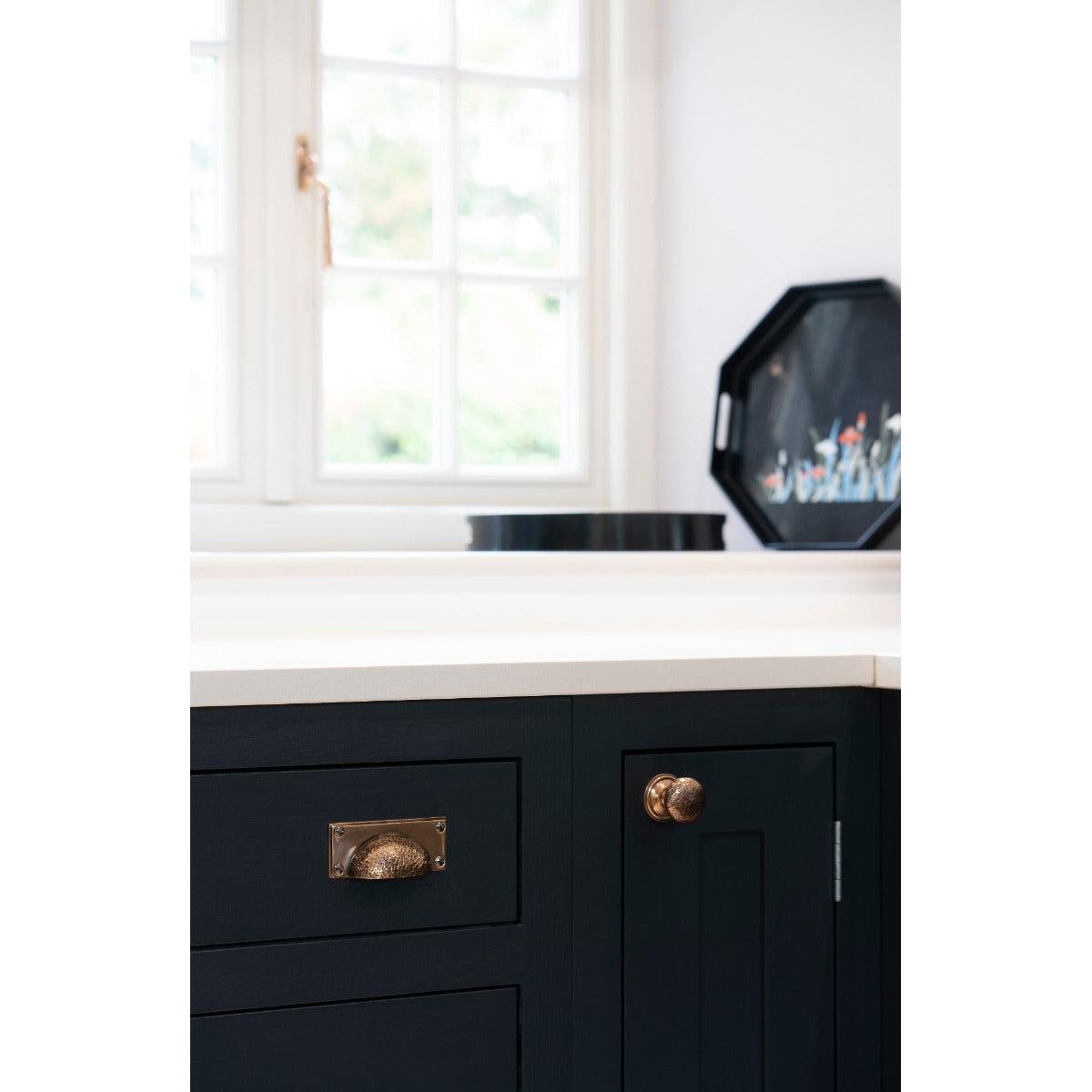 Polished Bronze Hammered Art Deco Drawer Pull | From The Anvil-Drawer Pulls-Yester Home