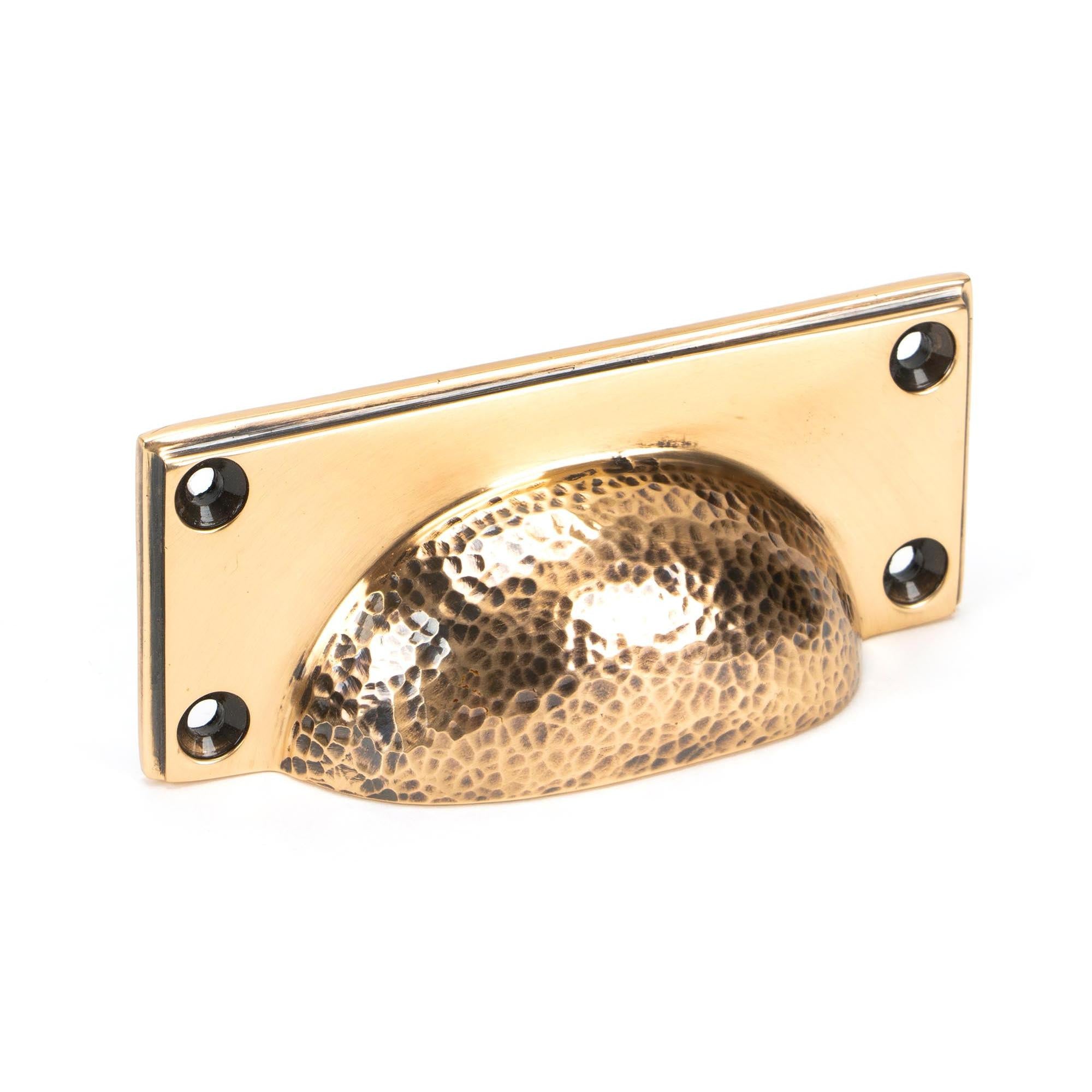 Polished Bronze Hammered Art Deco Drawer Pull | From The Anvil - Drawer Pulls - From The Anvil - Yester Home