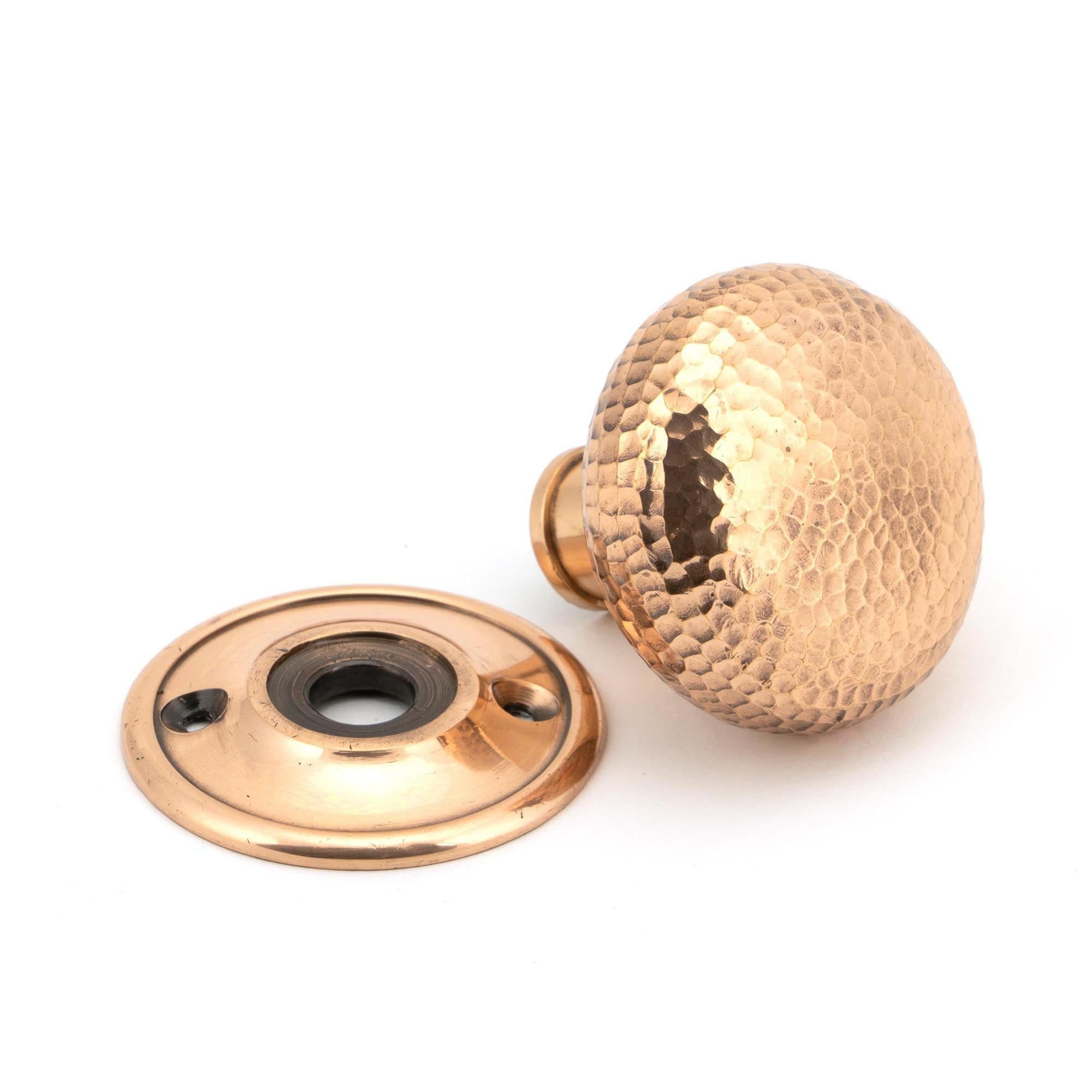 Polished Bronze Hammered Mushroom Mortice/Rim Knob Set | From The Anvil - Mortice Knobs - From The Anvil - Yester Home