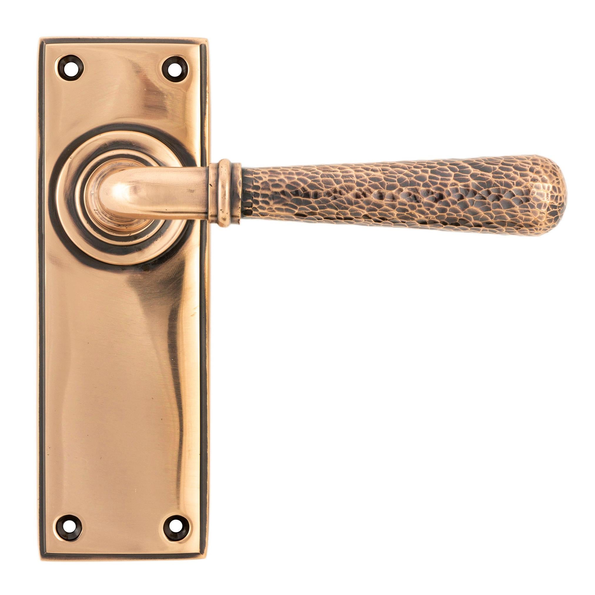 Polished Bronze Hammered Newbury Lever Latch Set | From The Anvil - Lever Latch - From The Anvil - Yester Home