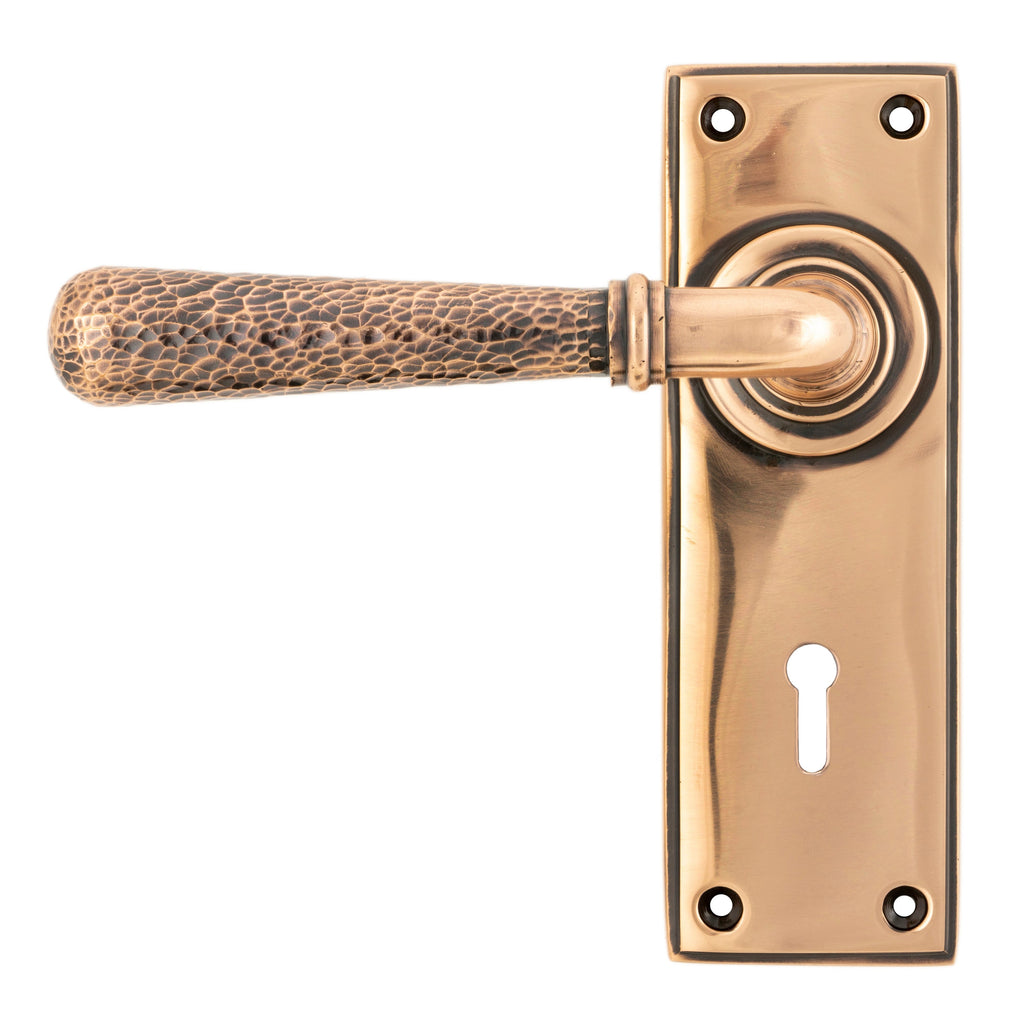 Polished Bronze Hammered Newbury Lever Lock Set | From The Anvil-Lever Lock-Yester Home