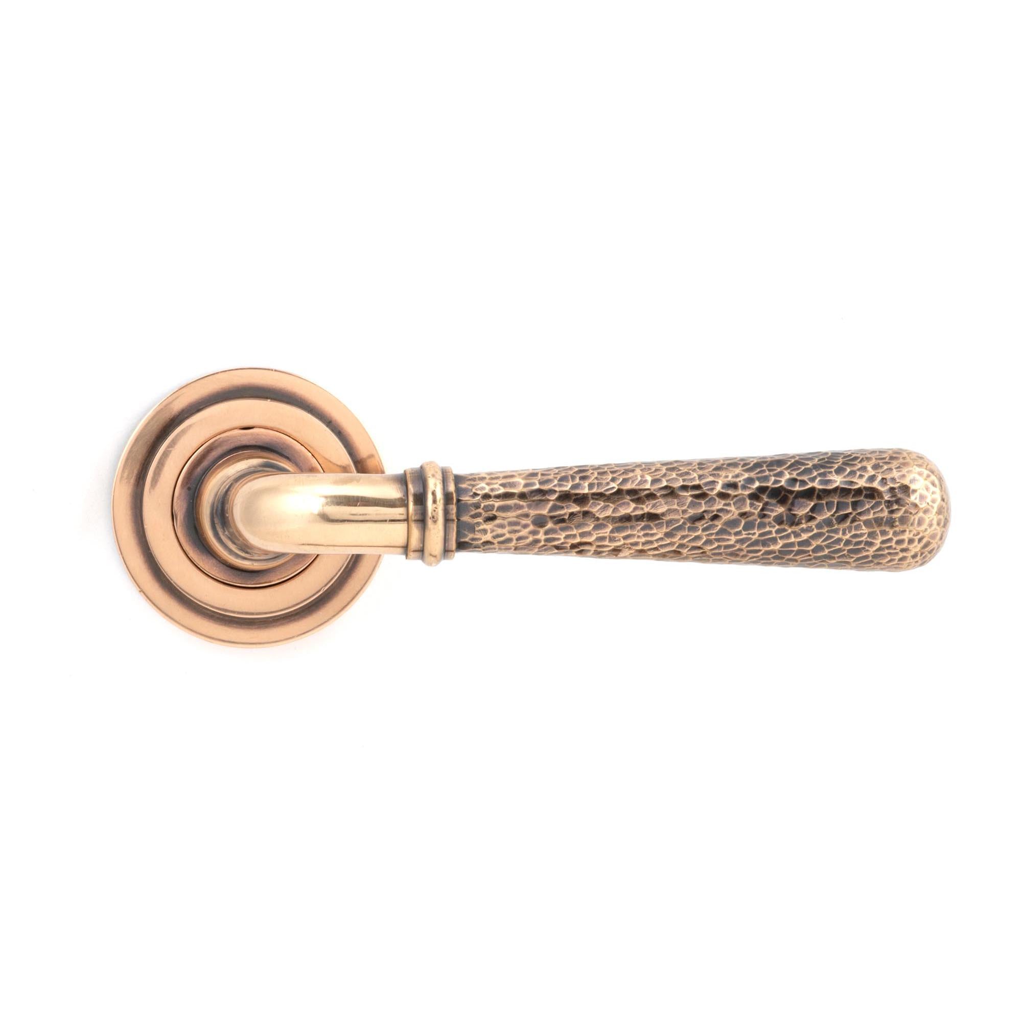 Polished Bronze Hammered Newbury Lever on Rose Set (Art Deco) - Unsprung | From The Anvil - Concealed - From The Anvil - Yester Home